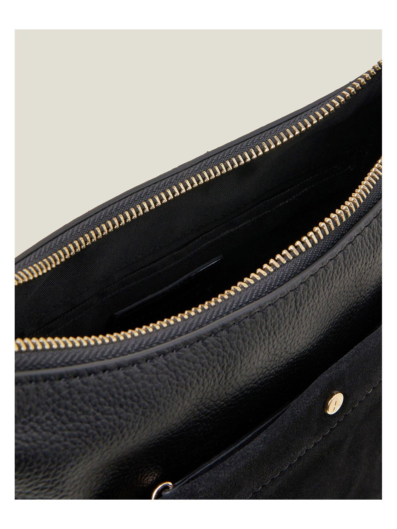 Image 5 of 5 of Accessorize Leather Messenger Bag - Black