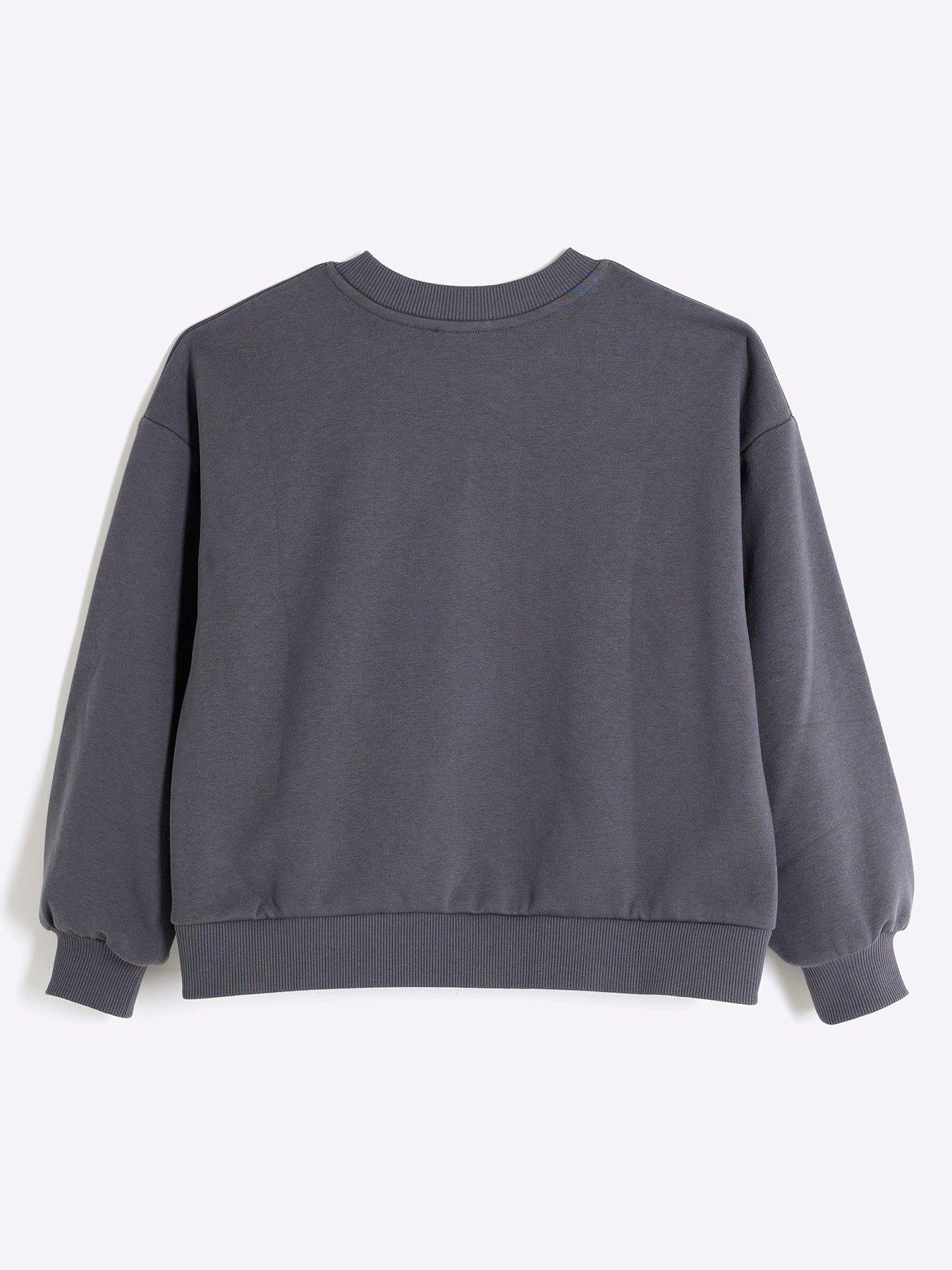  image of river-island-girls-forever-wild-graphic-sweat-light-grey