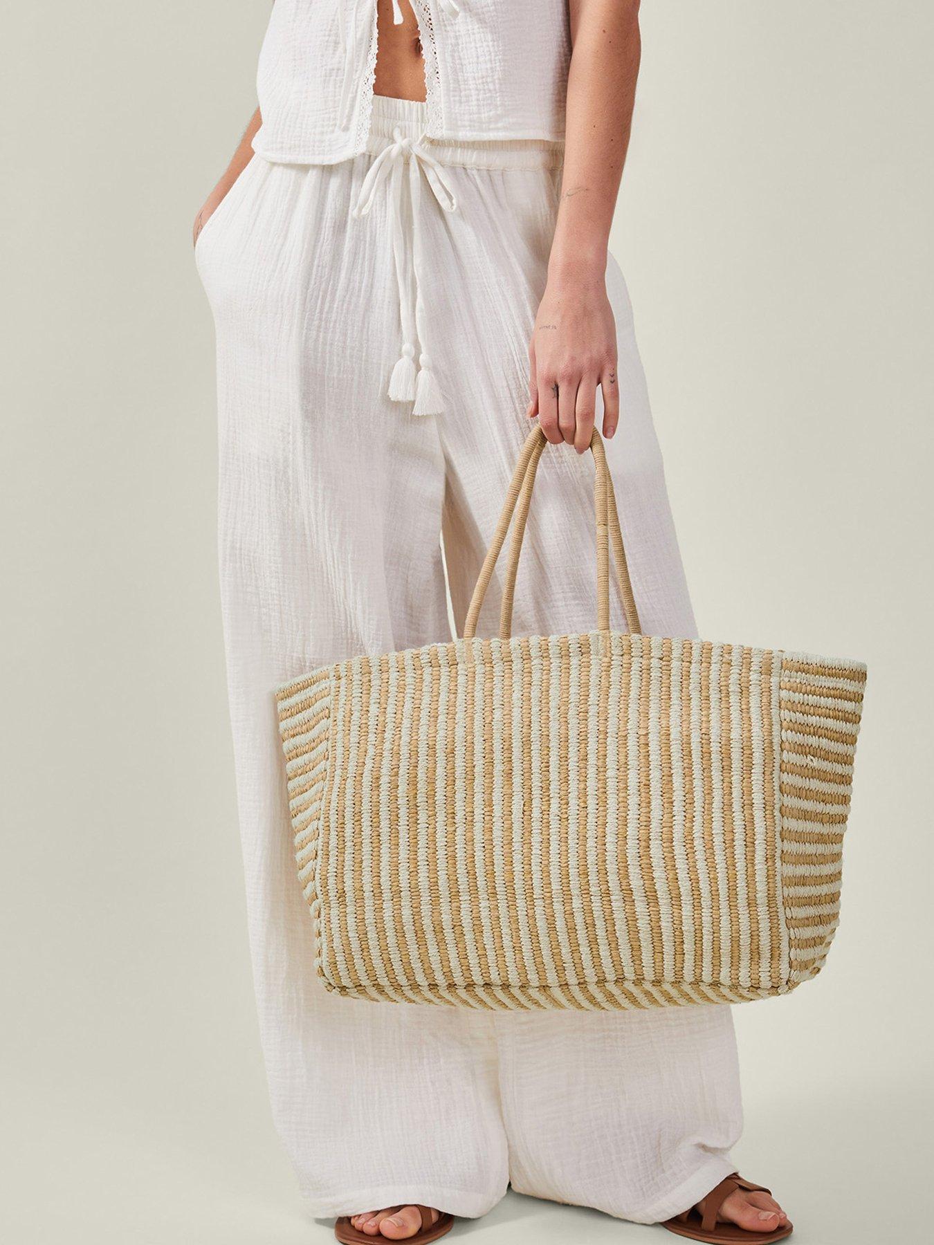  image of accessorize-stripe-oversized-tote-bag-natural