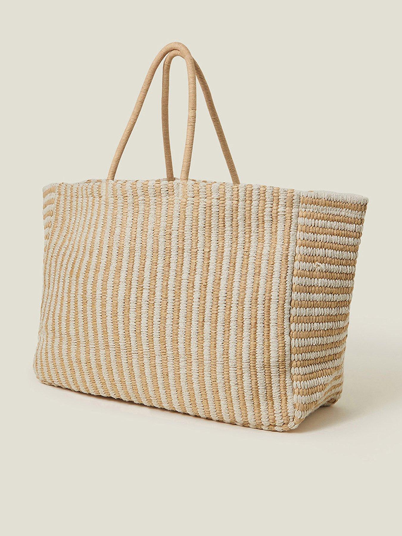  image of accessorize-stripe-oversized-tote-bag-natural