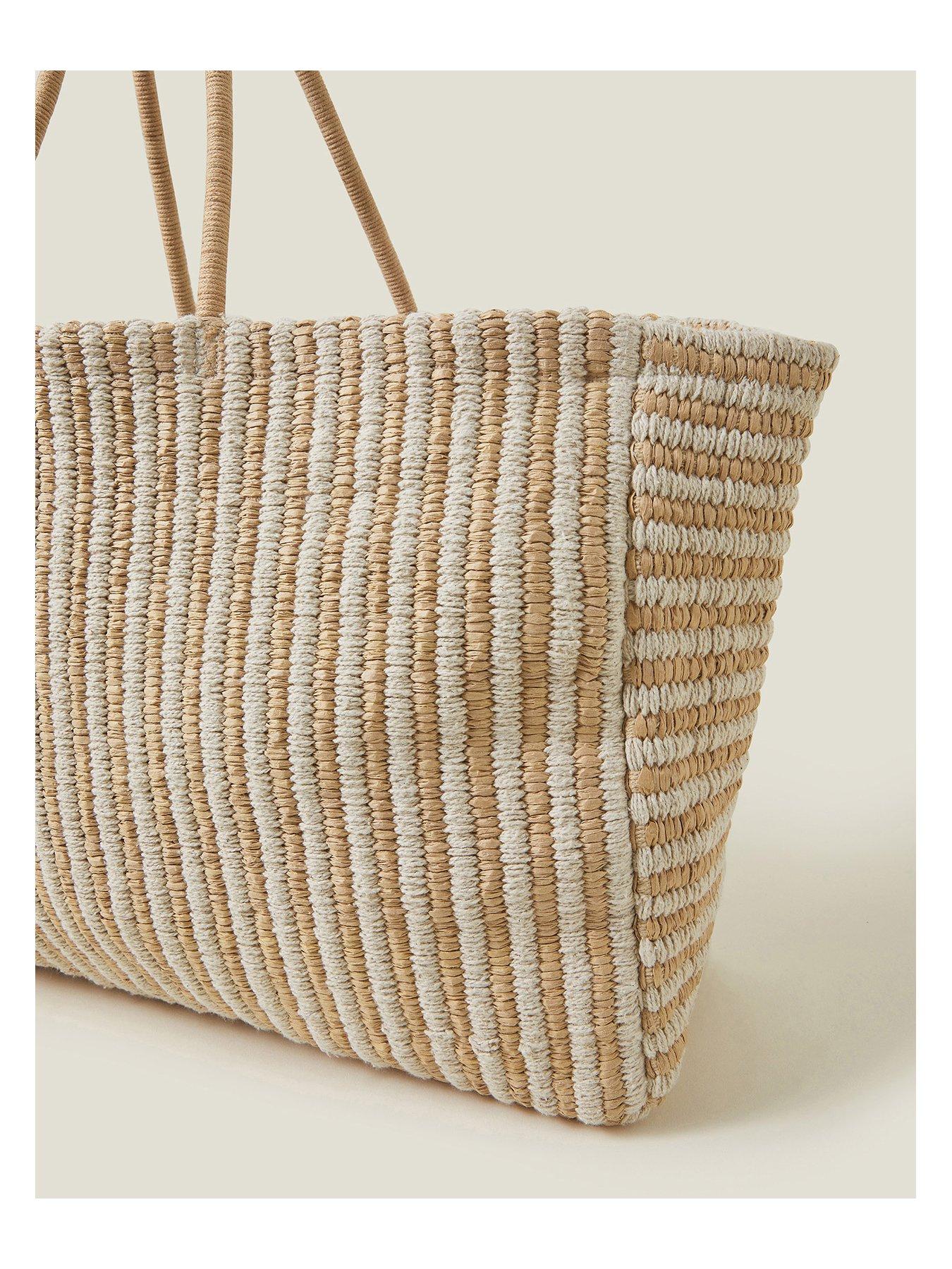  image of accessorize-stripe-oversized-tote-bag-natural