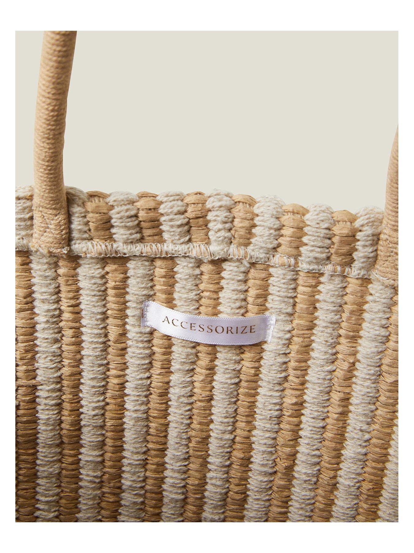  image of accessorize-stripe-oversized-tote-bag-natural