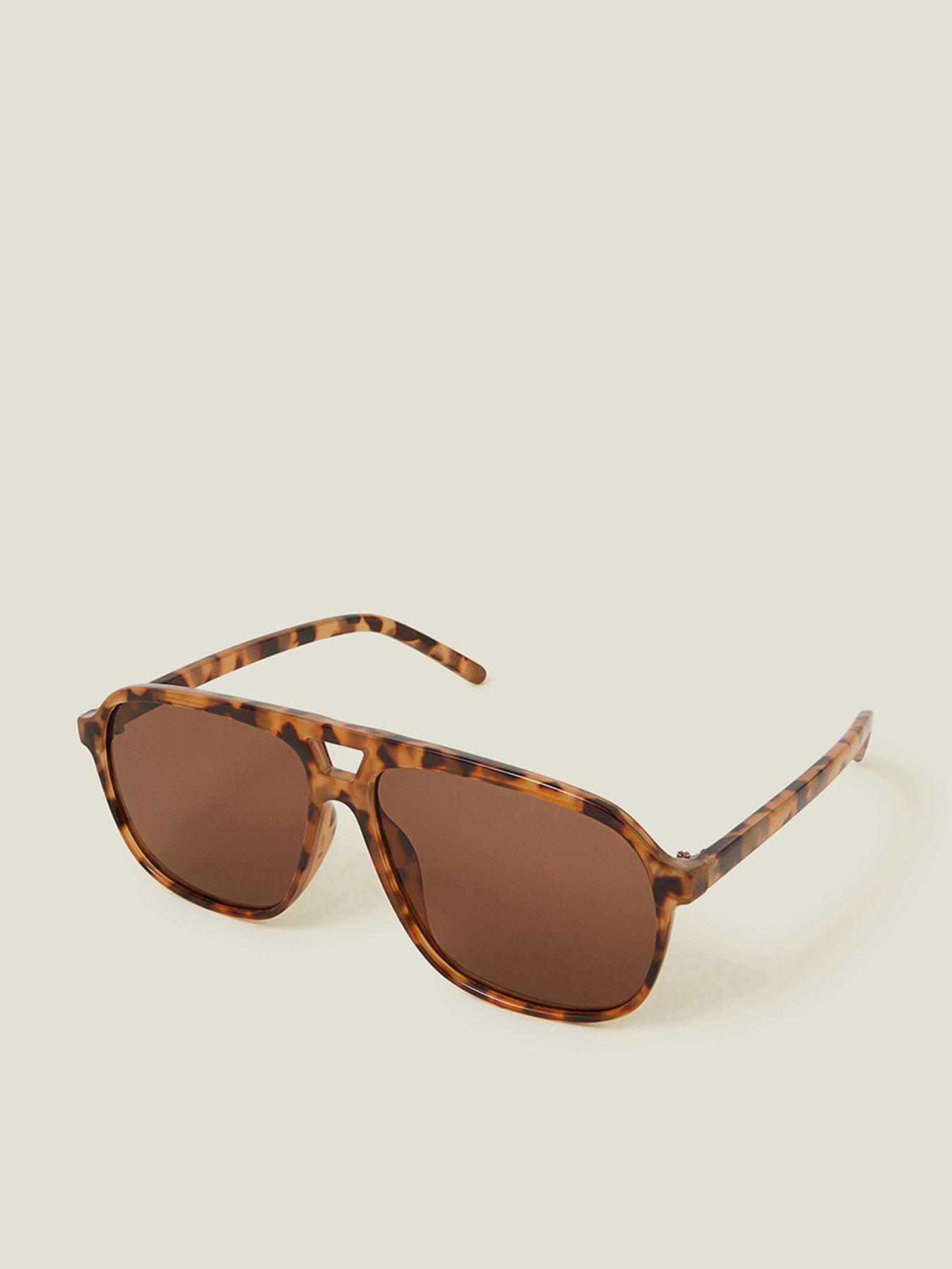 Accessorize Tort Resin Retro Aviator Sunglasses - Tortoise Shell