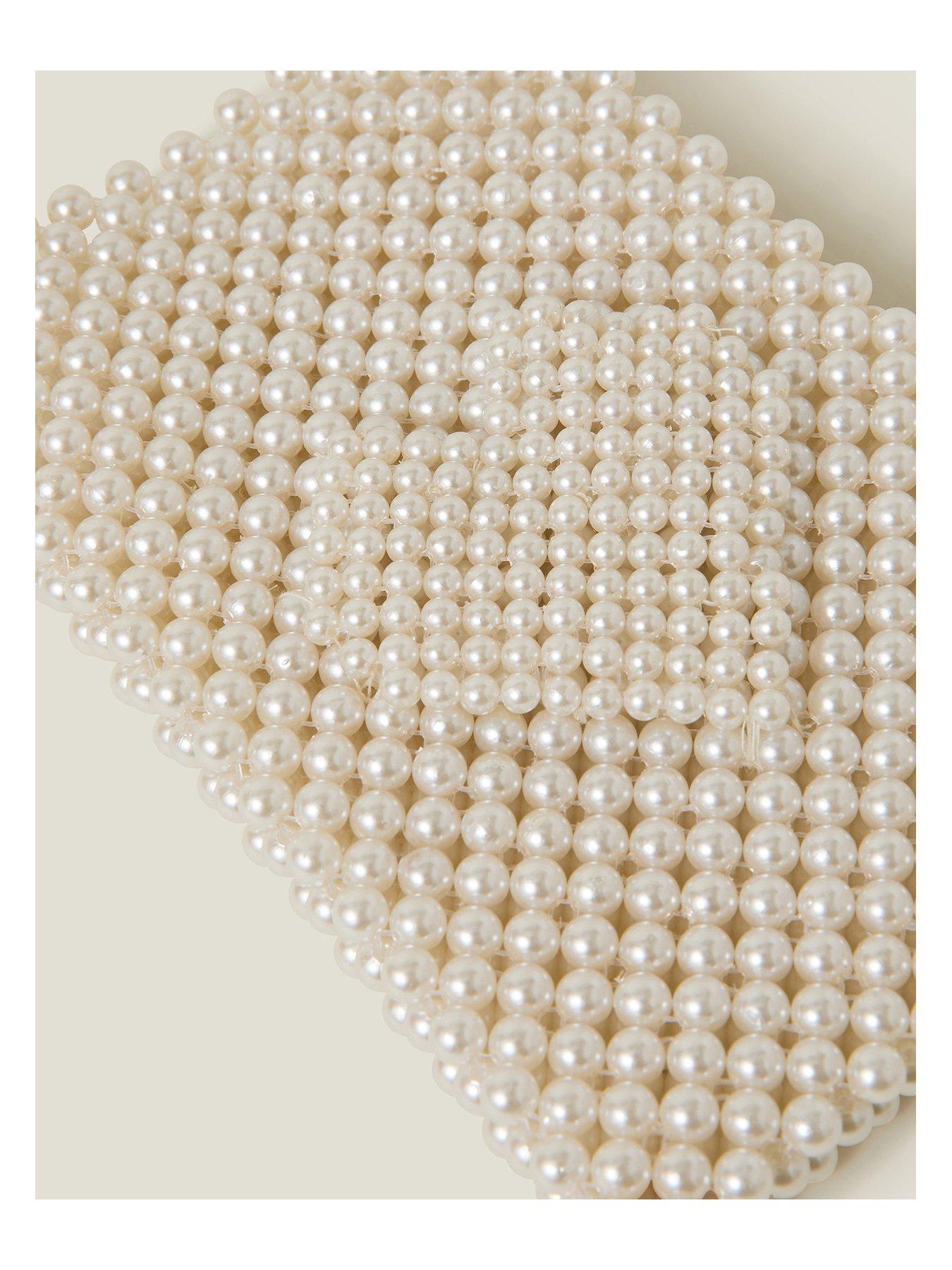  image of accessorize-bridal-pearl-phone-bag-ivory