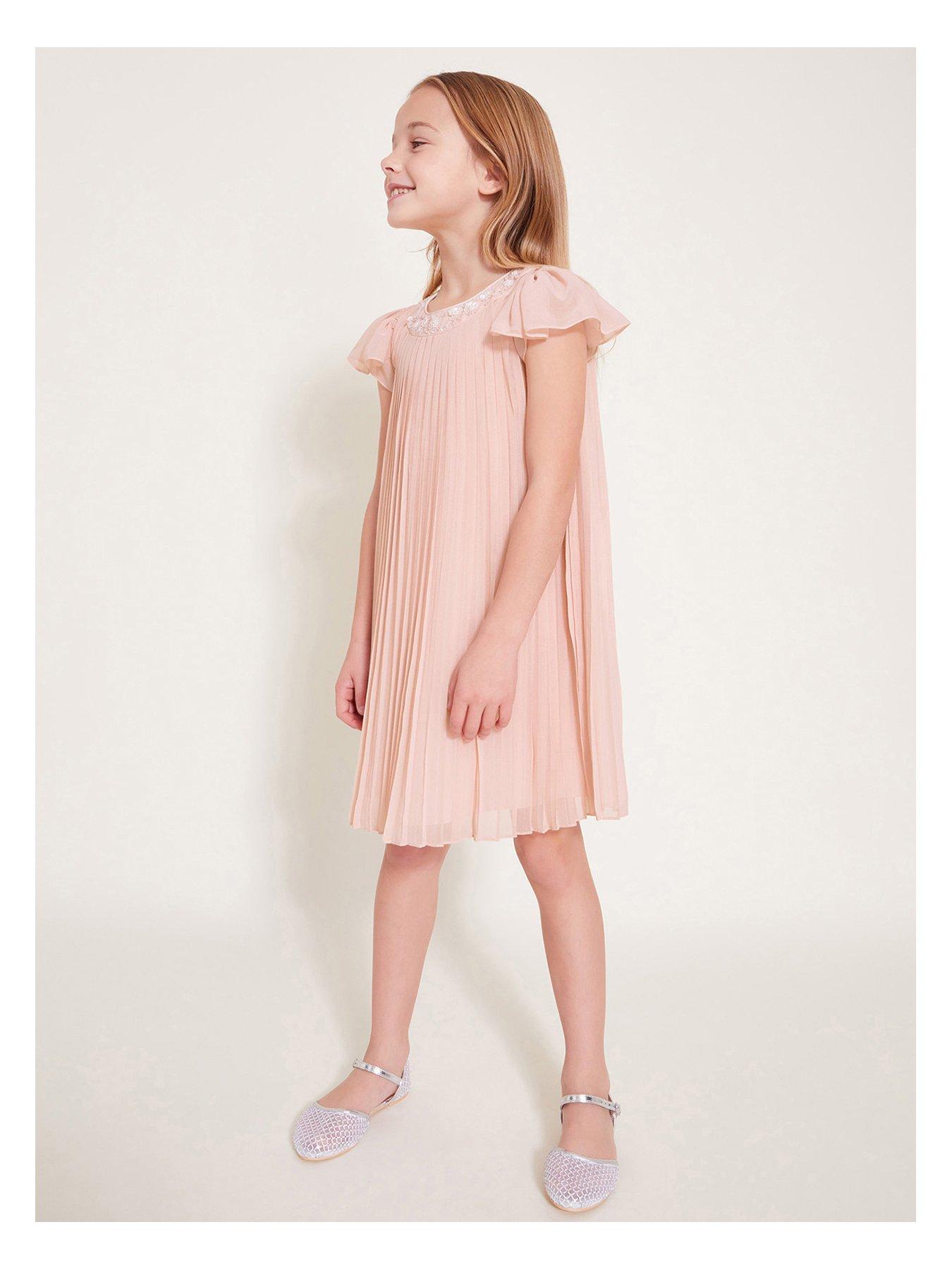 undefined Girls Nellie Pleated Bridesmaid Dress - Pink