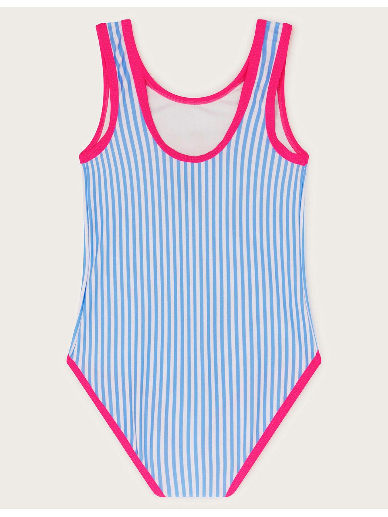  image of monsoon-girls-striped-unicorn-swimsuit-blue