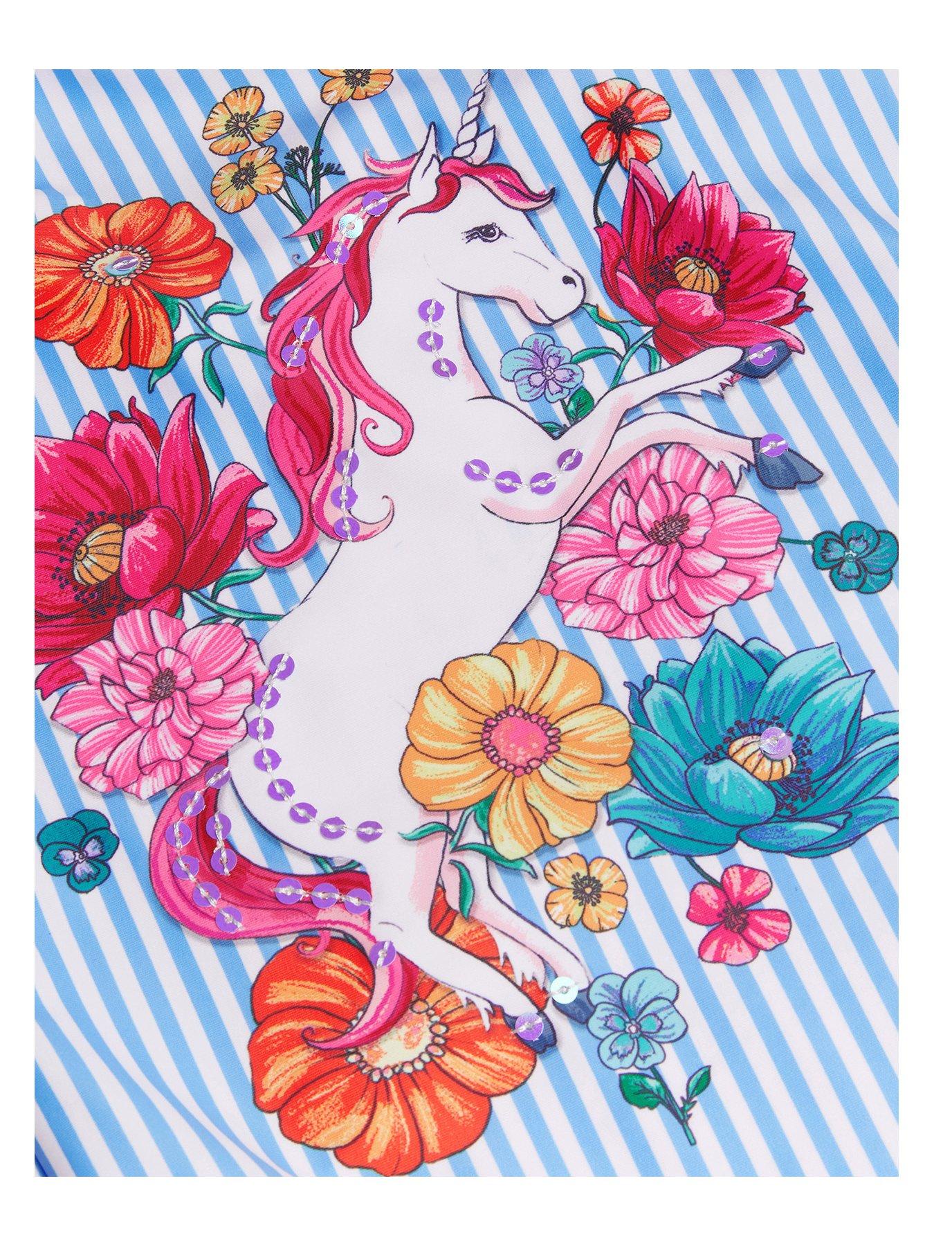  image of monsoon-girls-striped-unicorn-swimsuit-blue