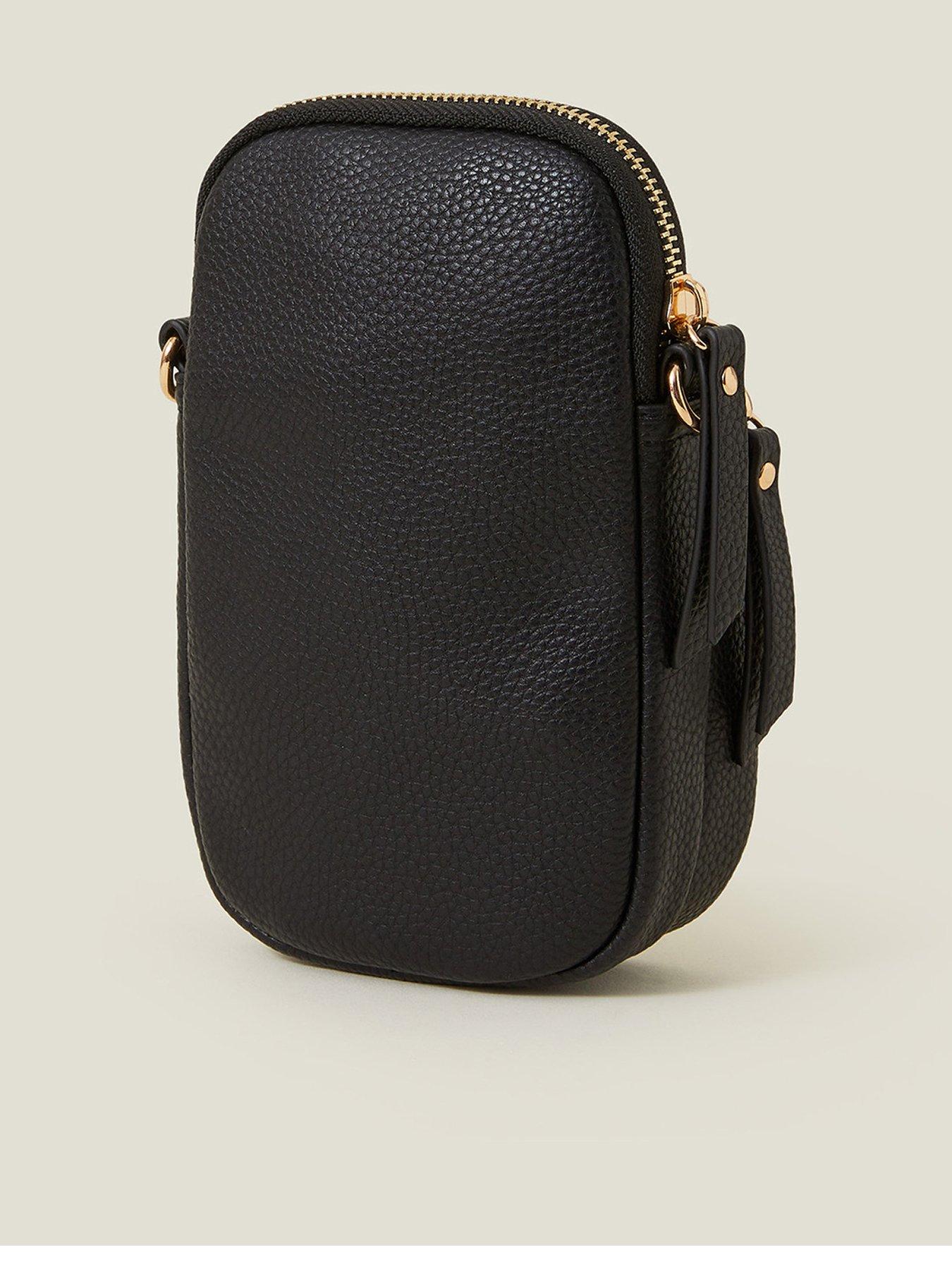  image of accessorize-webbing-strap-phone-bag-black