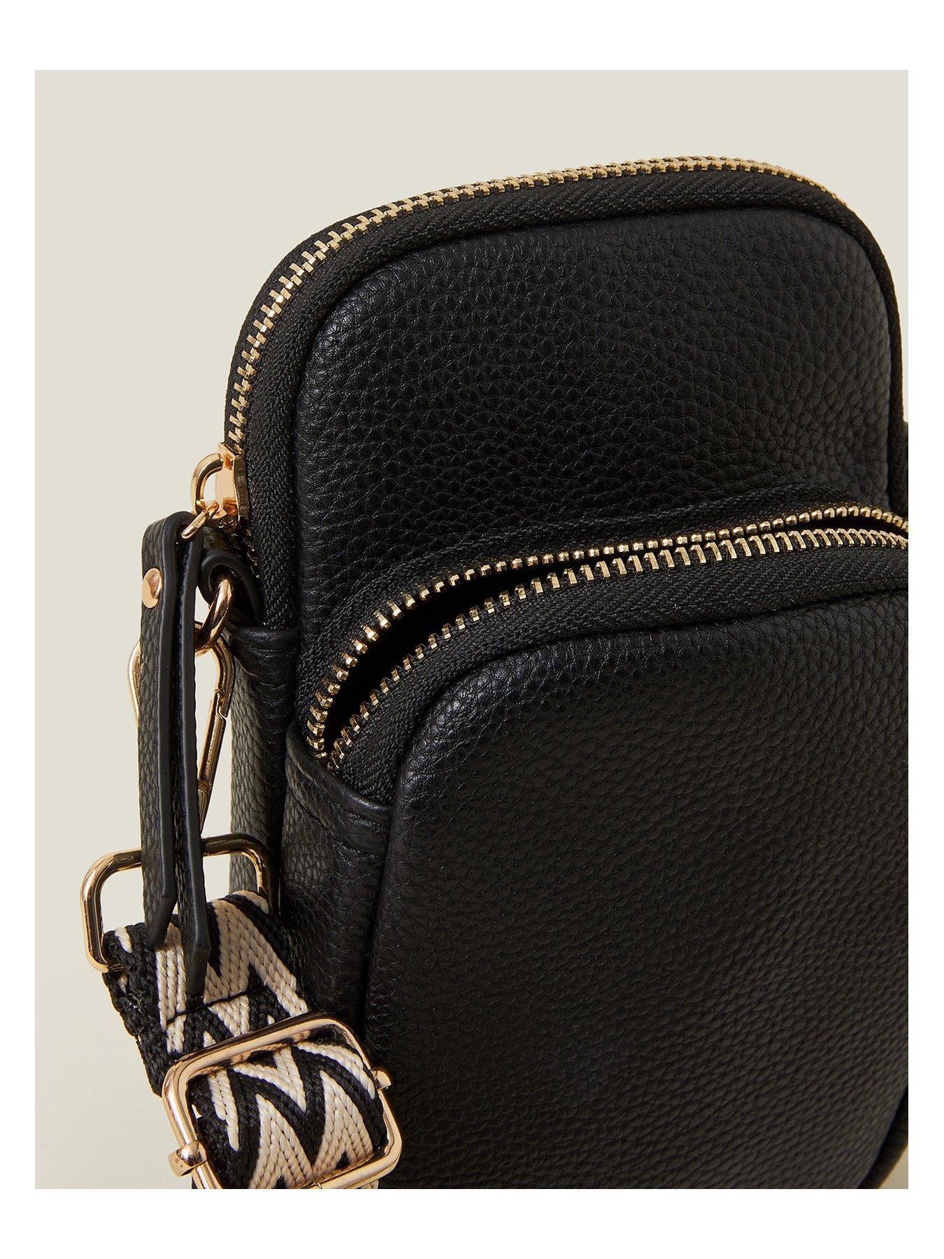  image of accessorize-webbing-strap-phone-bag-black