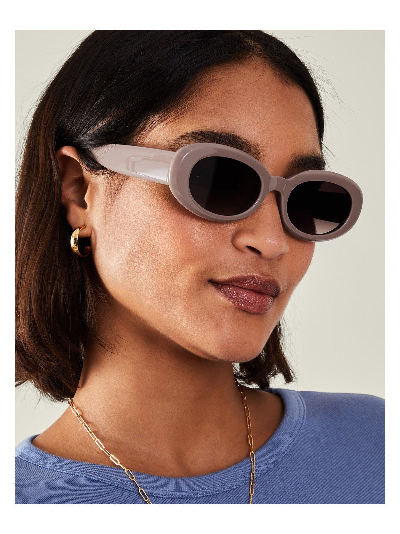  image of accessorize-chunky-mocha-oval-sunglasses-mocha