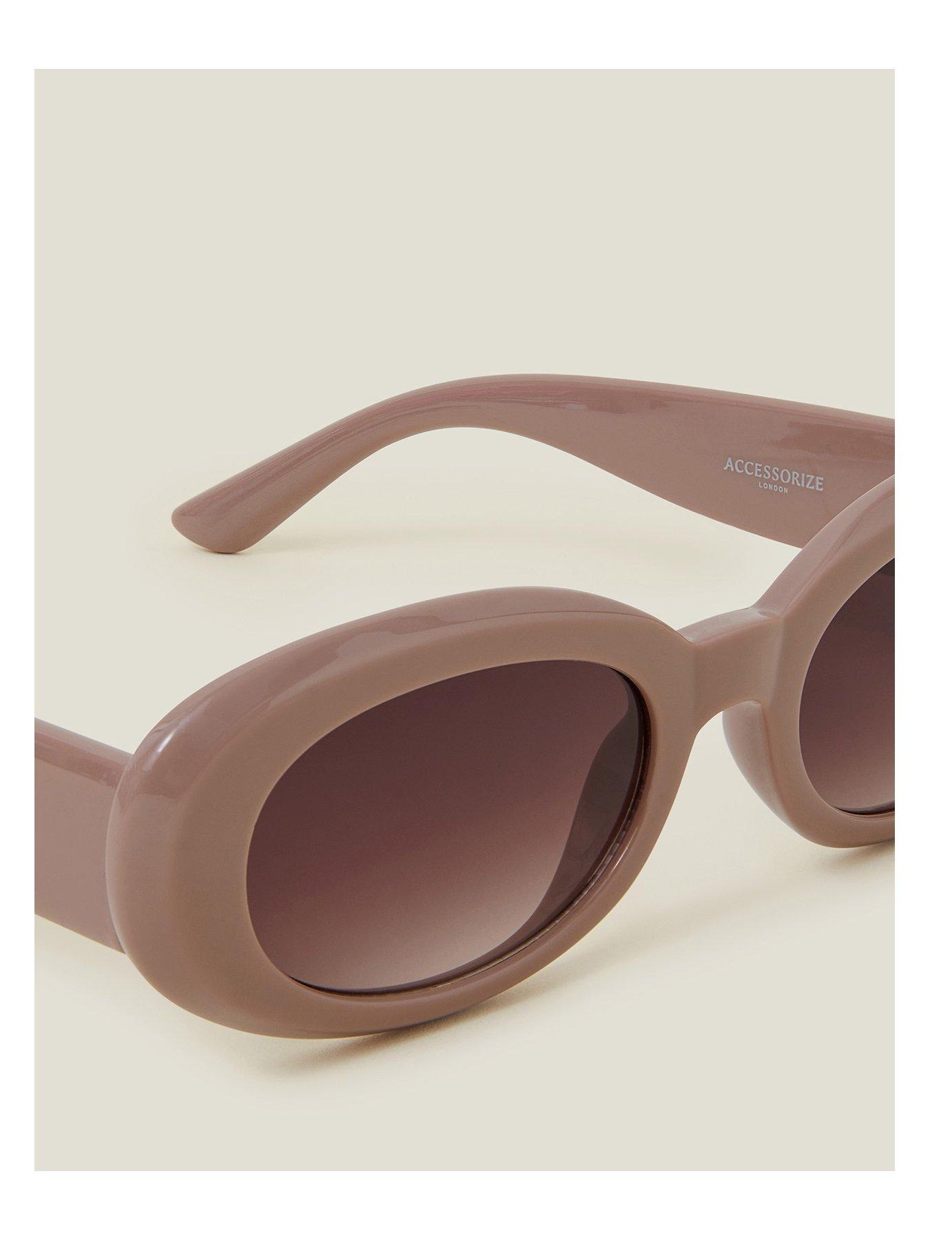  image of accessorize-chunky-mocha-oval-sunglasses-mocha