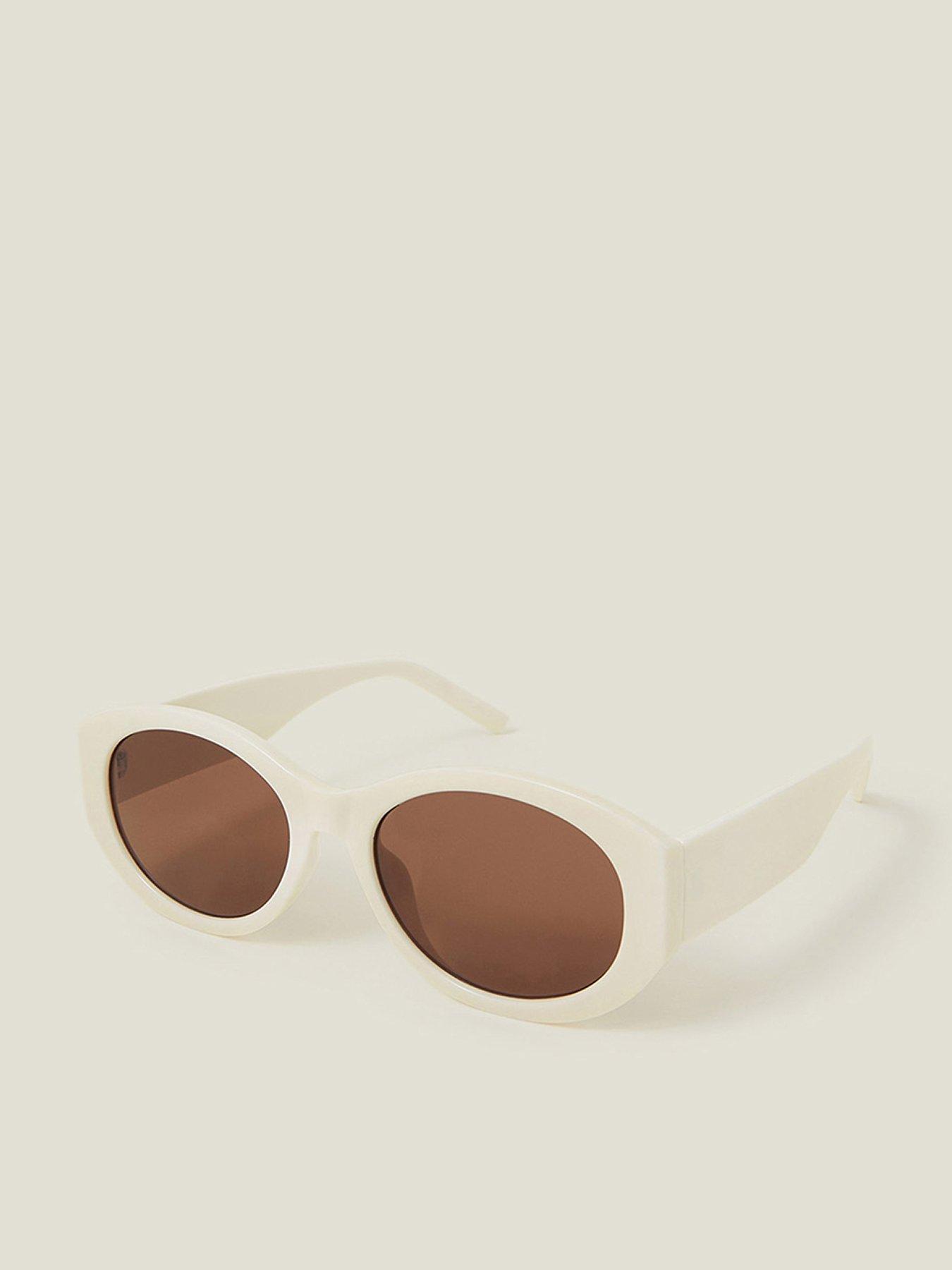  image of accessorize-white-oval-frame-sunglasses-white
