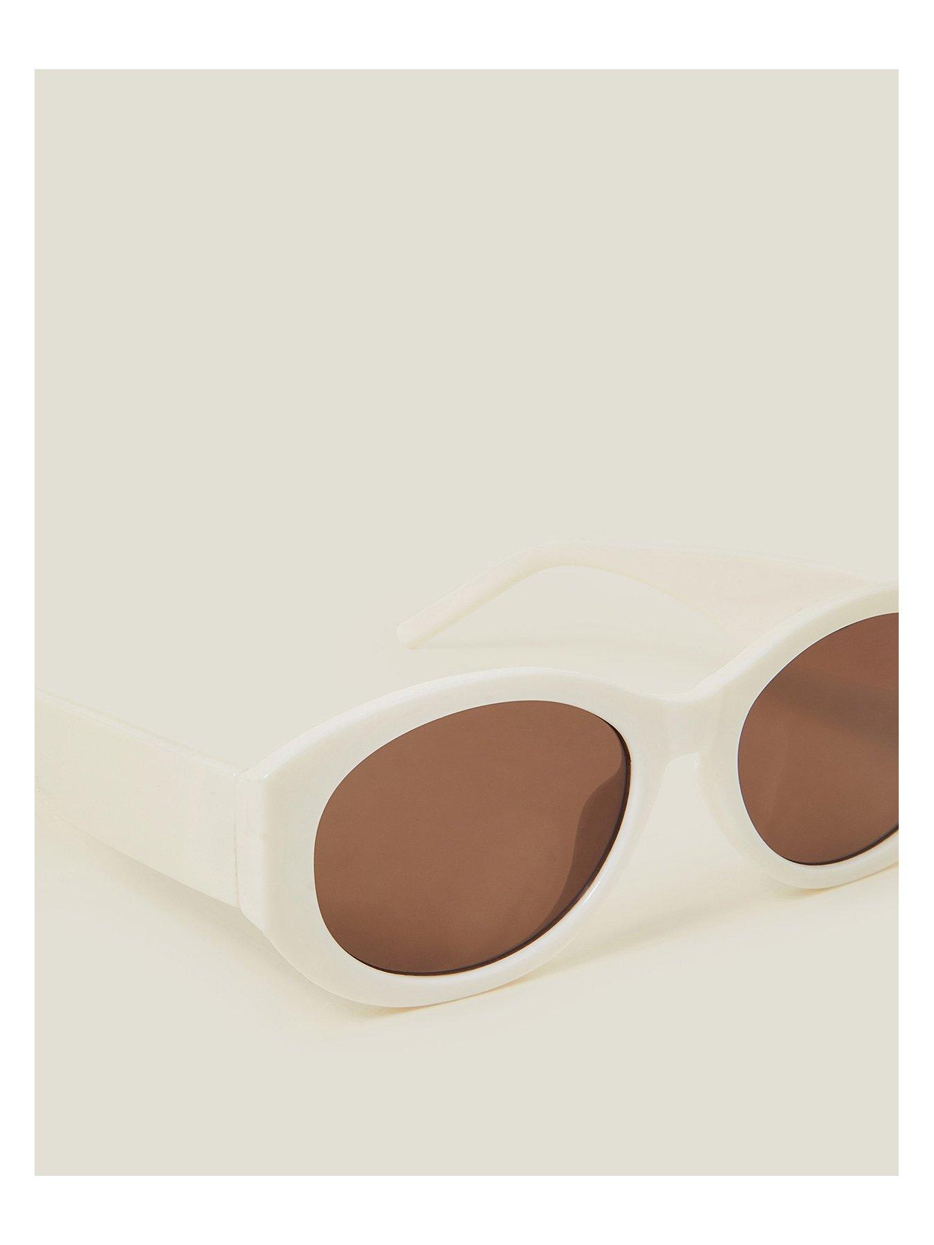  image of accessorize-white-oval-frame-sunglasses-white