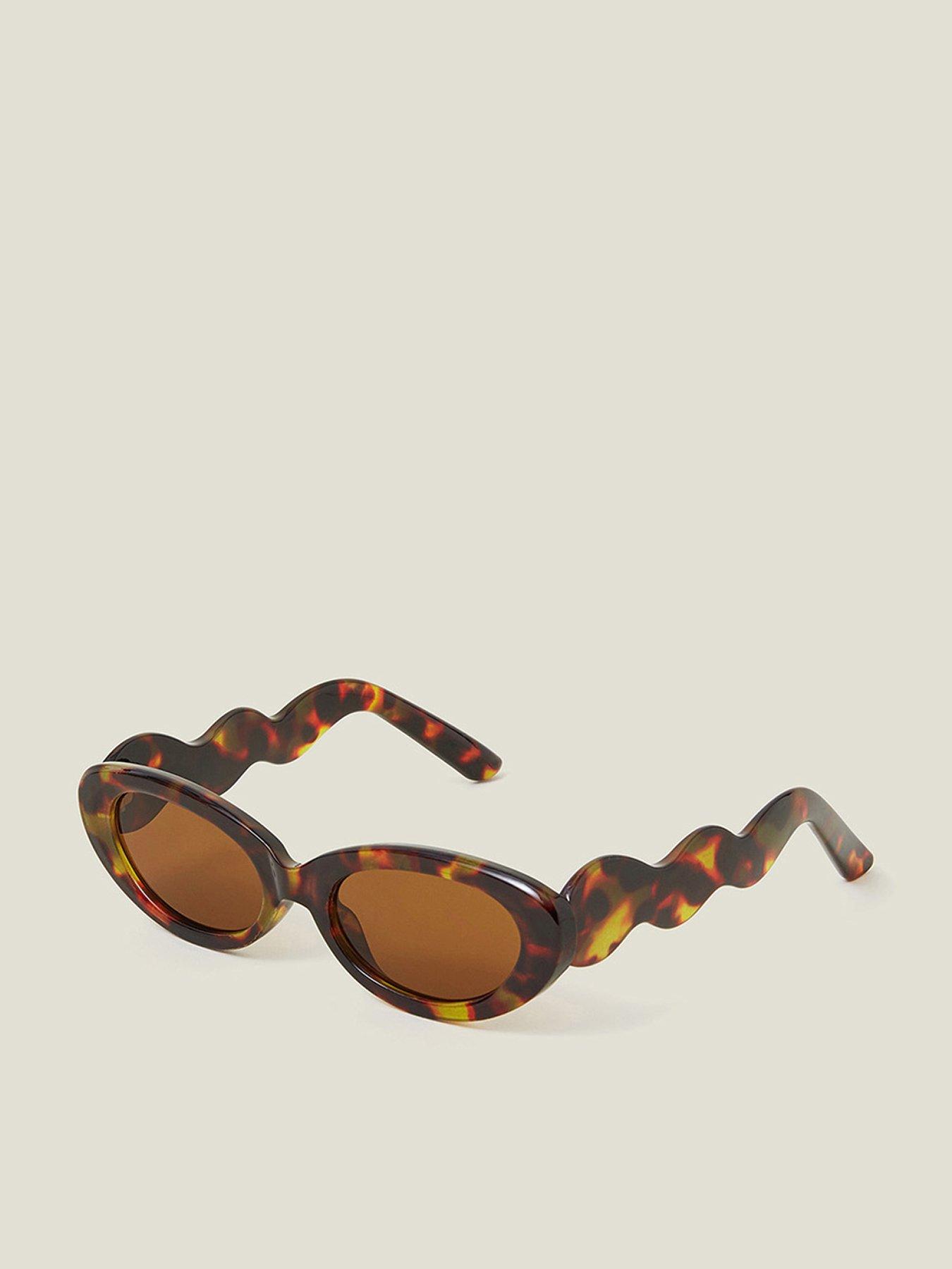 undefined Oval Bubble Tort Wavy Sunglasses - Tortoise Shell