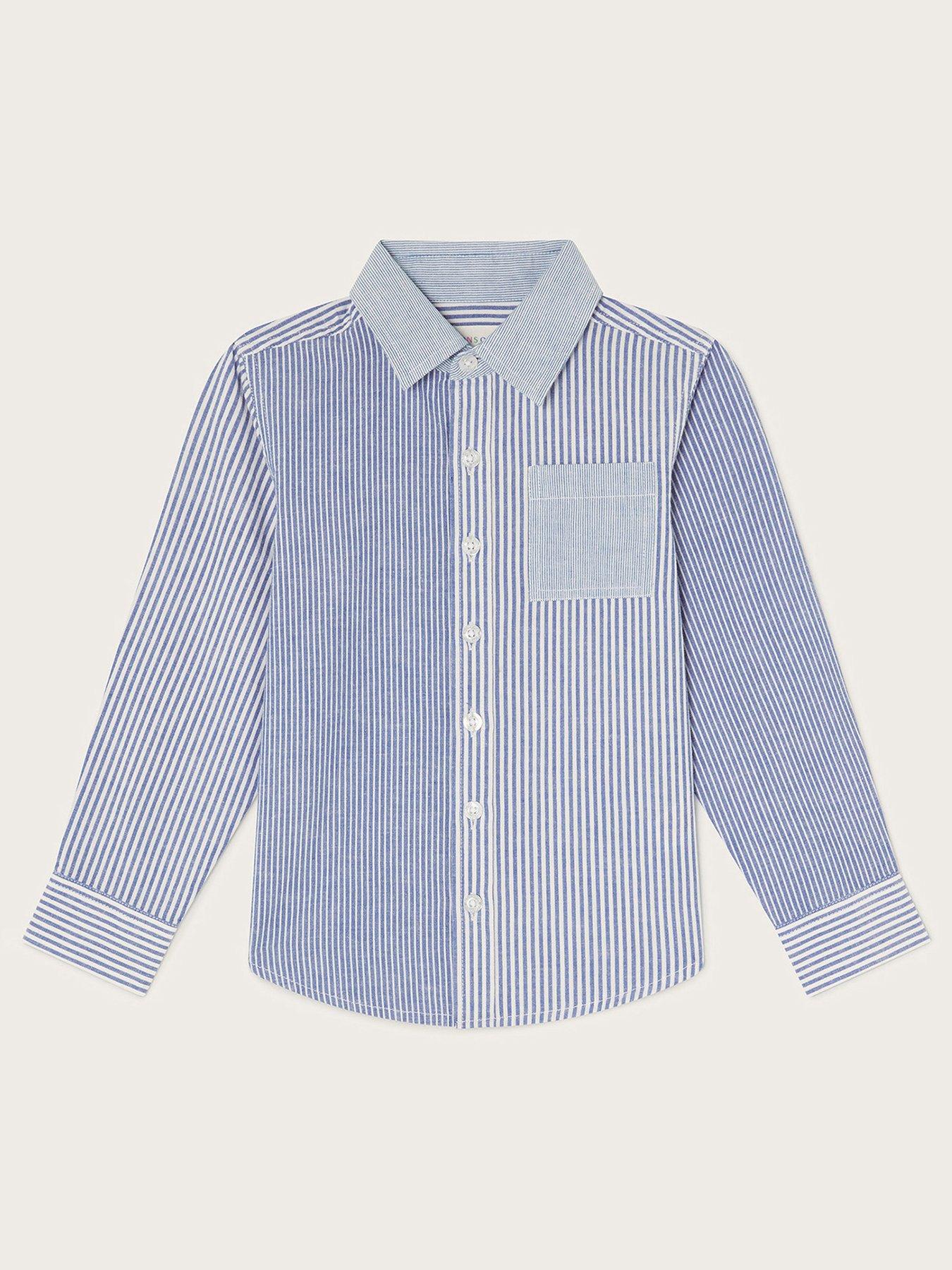  image of monsoon-boys-stripe-hotch-potch-shirt-blue