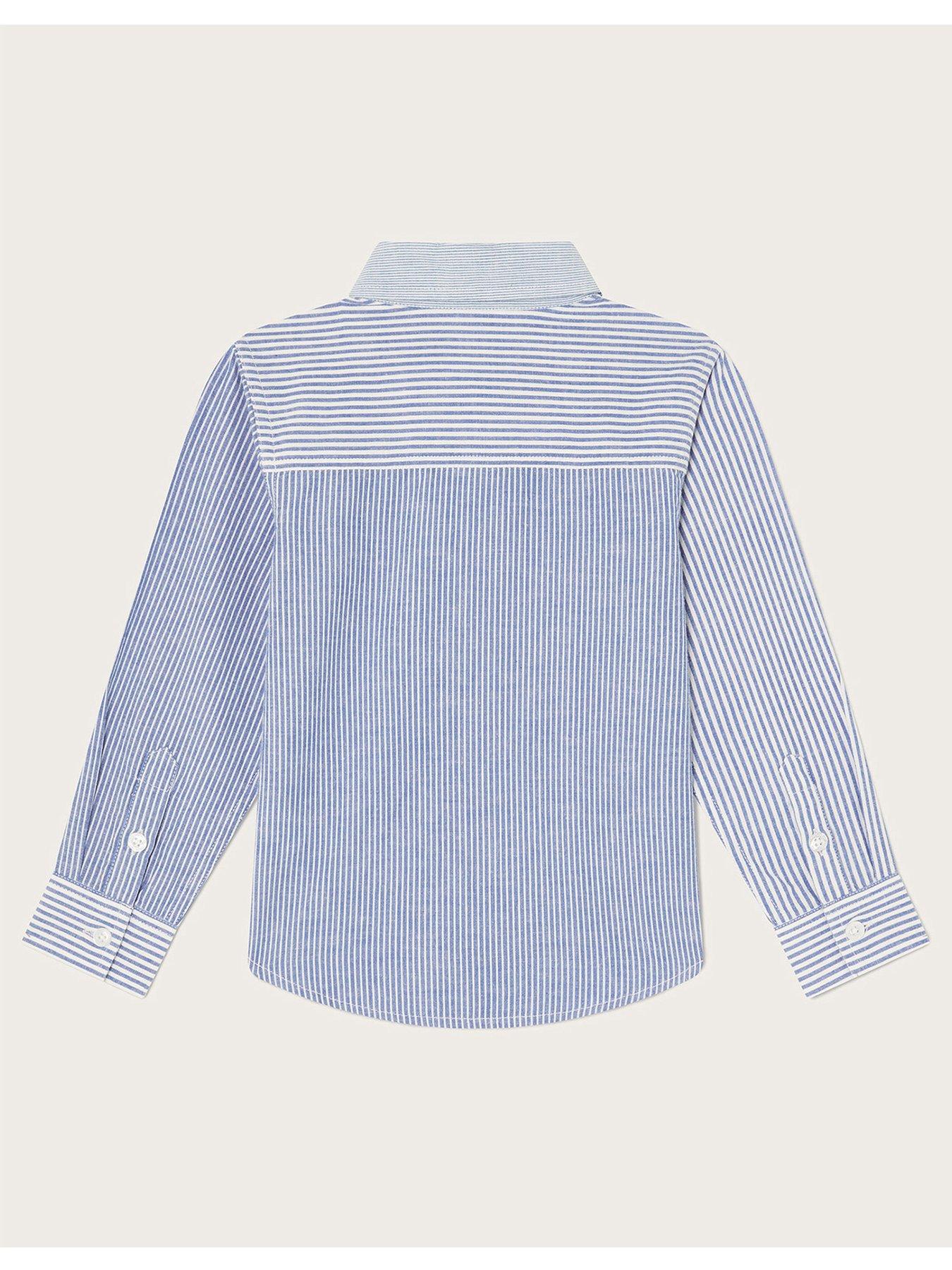  image of monsoon-boys-stripe-hotch-potch-shirt-blue