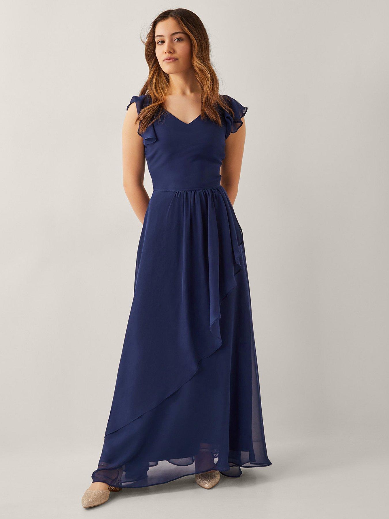 Monsoon Girls Indie Tie Back Prom Dress - Navy