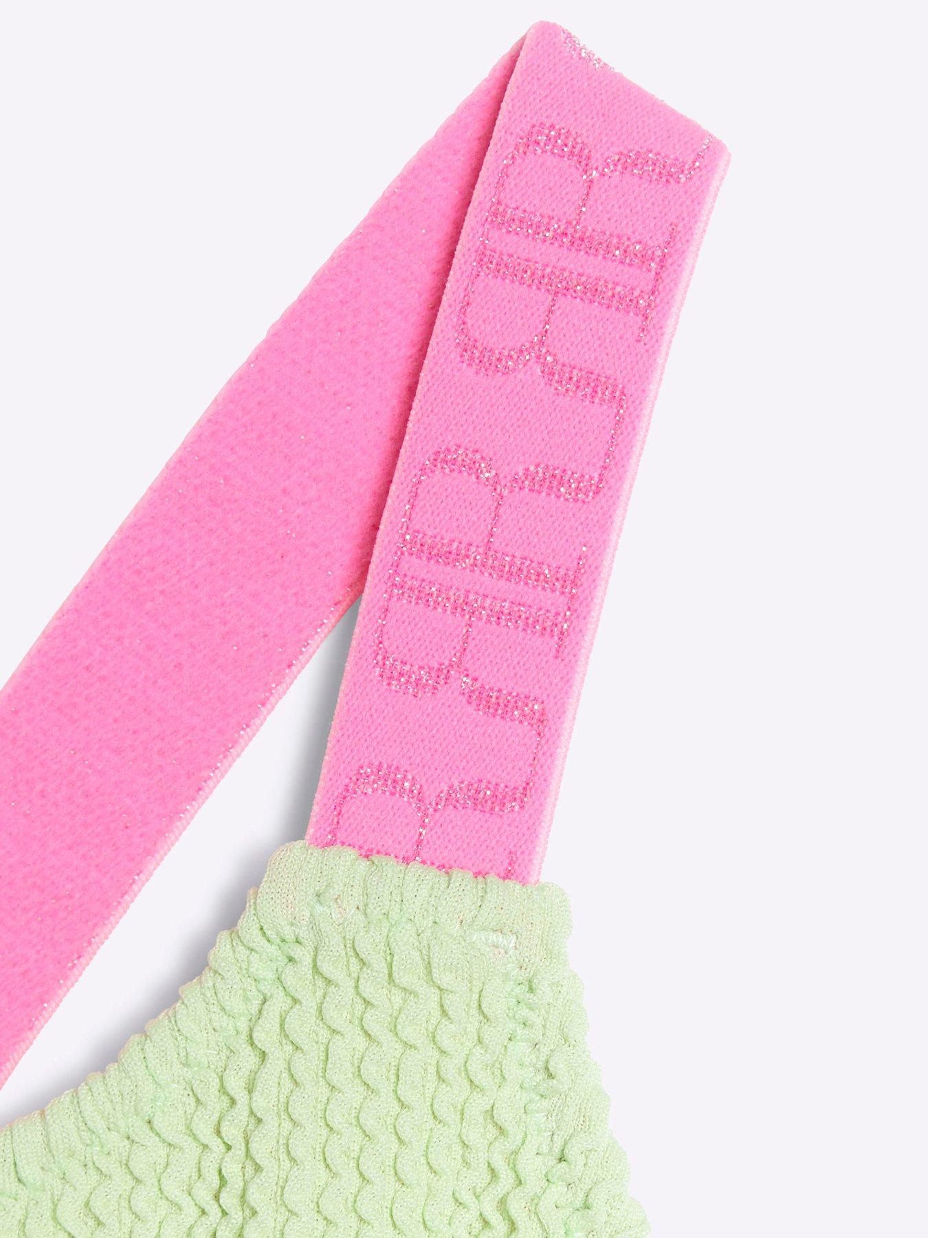  image of river-island-older-girl-elastic-colour-block-swimsuit-green