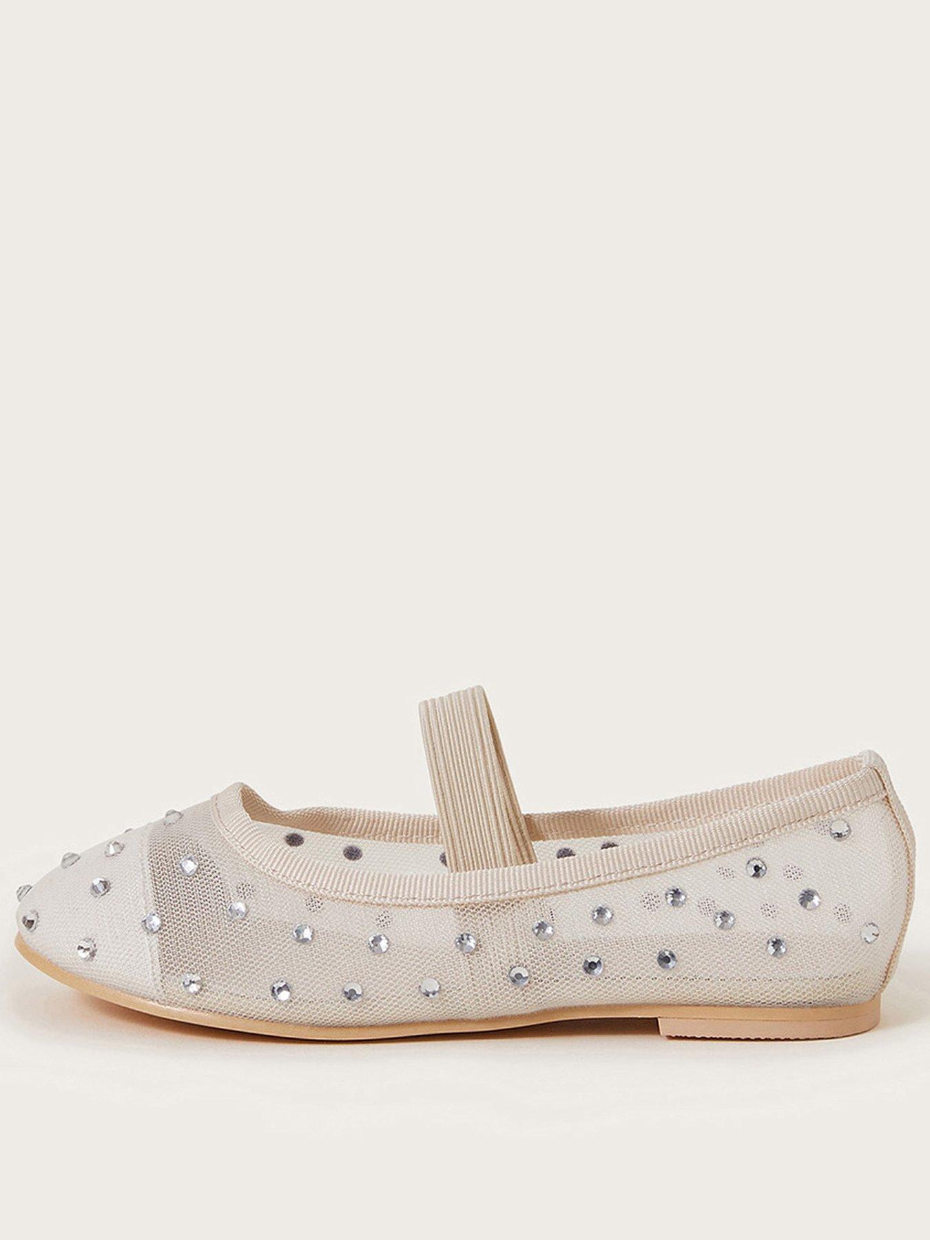 undefined Girls Diamante Flat - Ivory