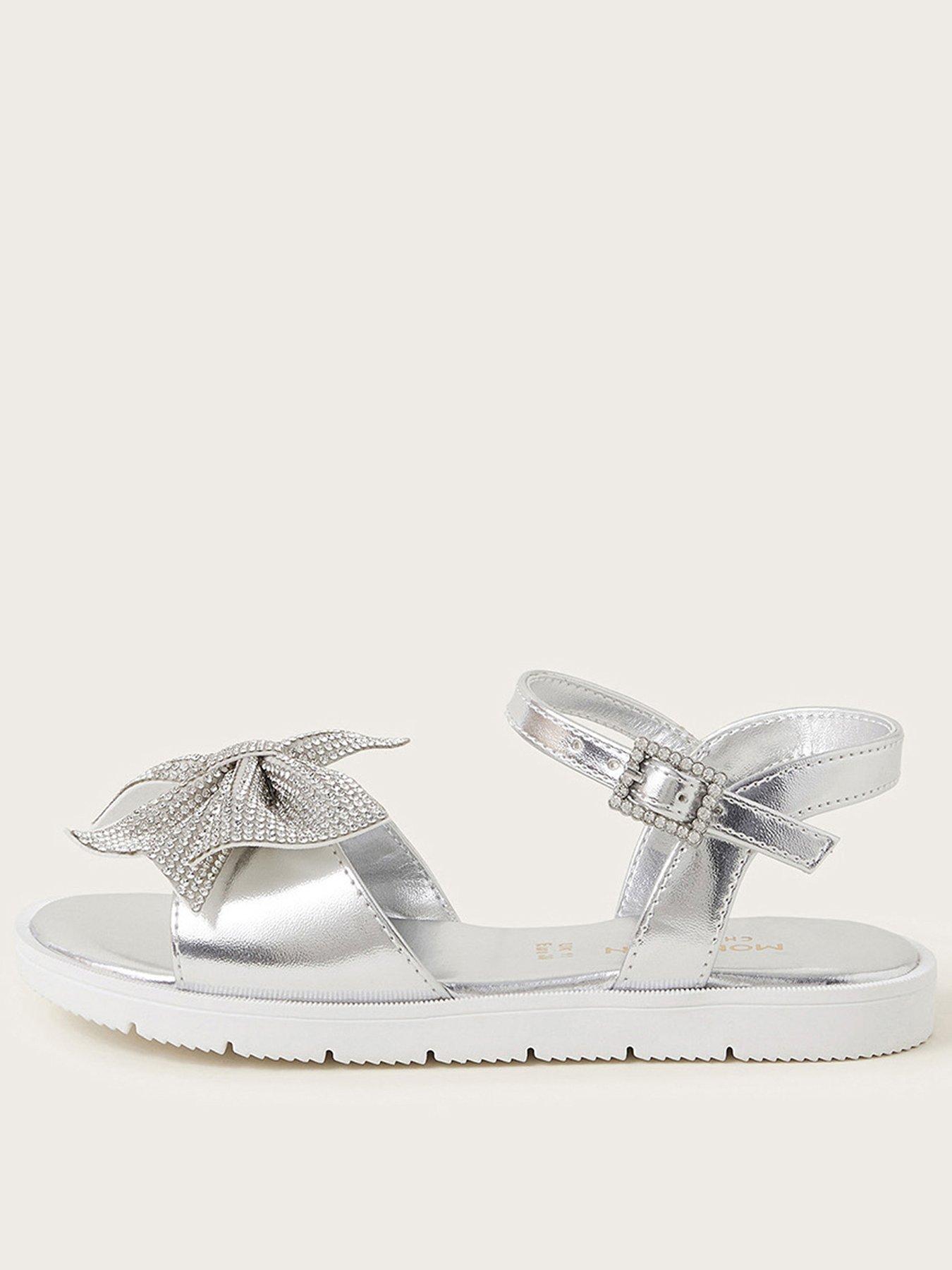  image of monsoon-girls-diamante-bow-sandal-silver
