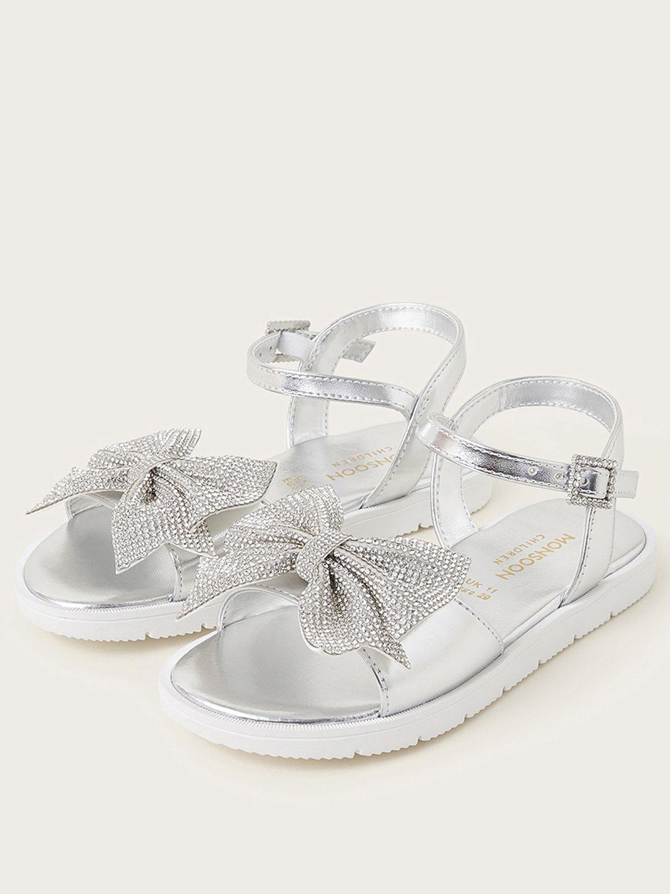  image of monsoon-girls-diamante-bow-sandal-silver