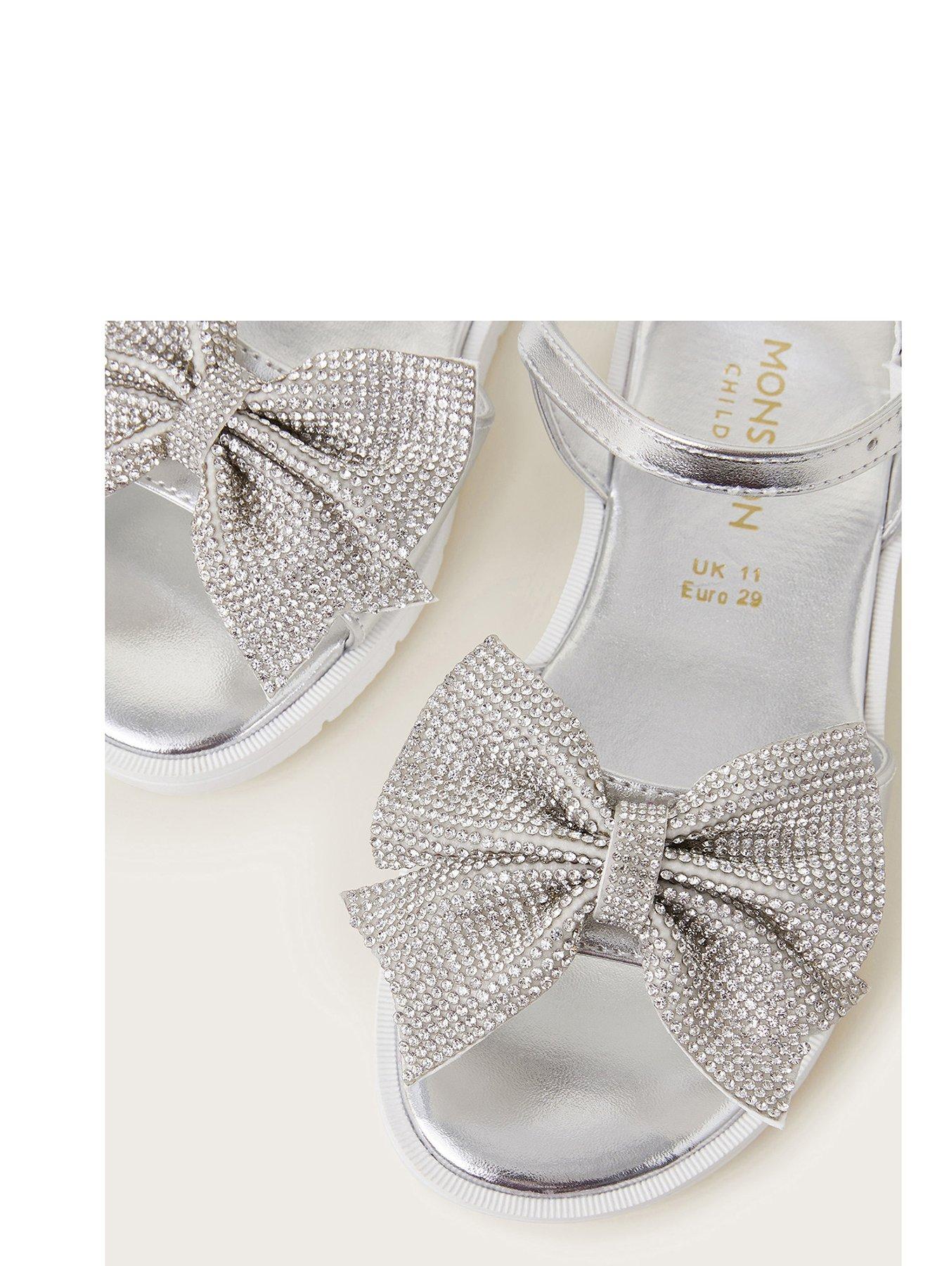  image of monsoon-girls-diamante-bow-sandal-silver