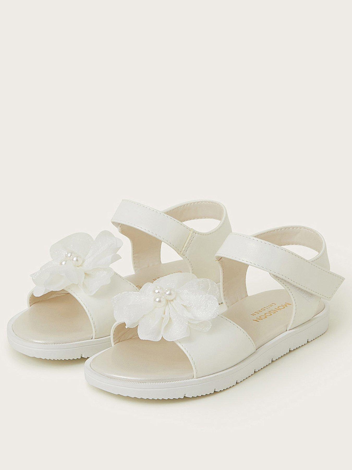  image of monsoon-girls-corsage-flower-sandal-light-cream