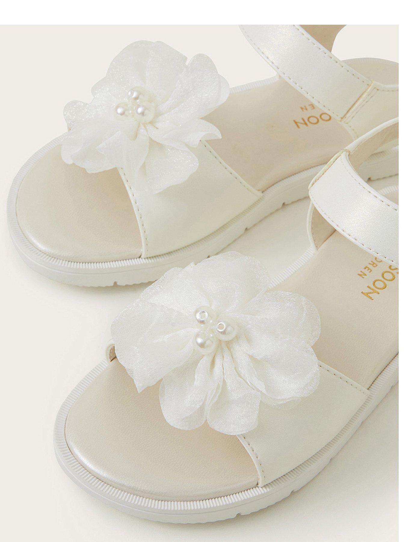 image of monsoon-girls-corsage-flower-sandal-light-cream