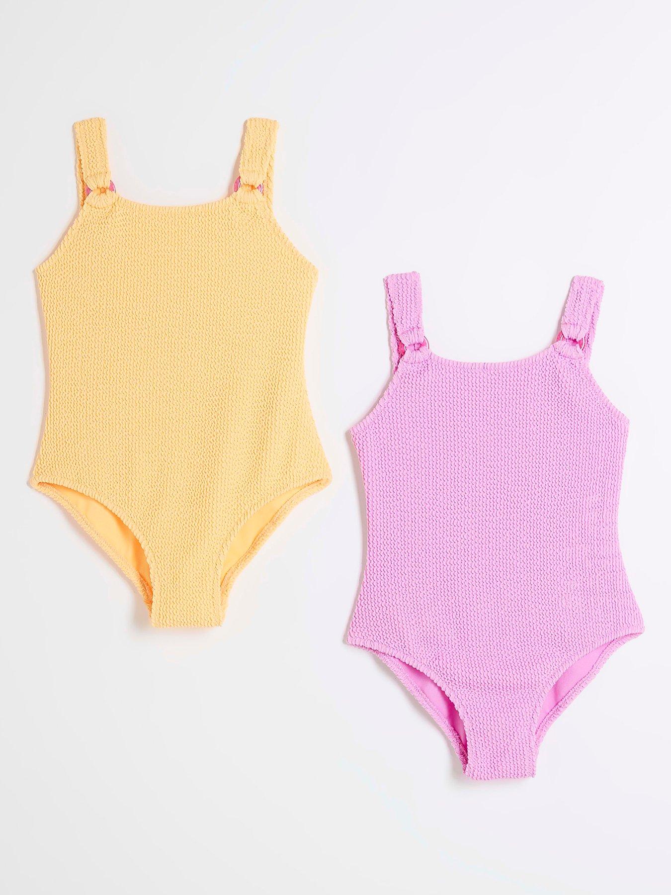 river-island-girls-pack-of-2-textured-swimsuits-yellowpink