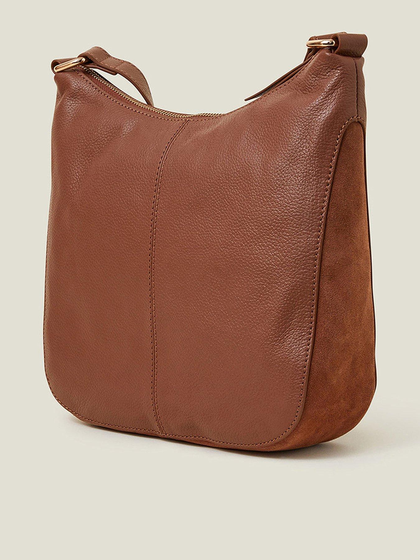  image of accessorize-leather-messenger-bag-tan