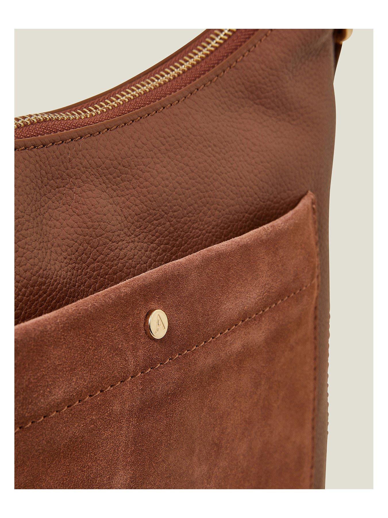  image of accessorize-leather-messenger-bag-tan