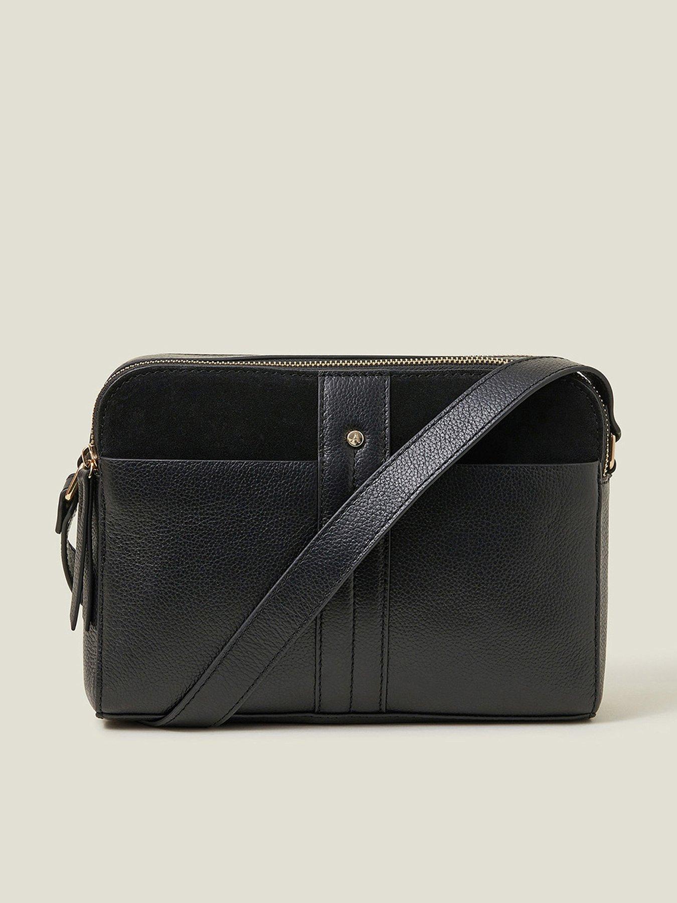  image of accessorize-leather-double-zip-cross-body-black