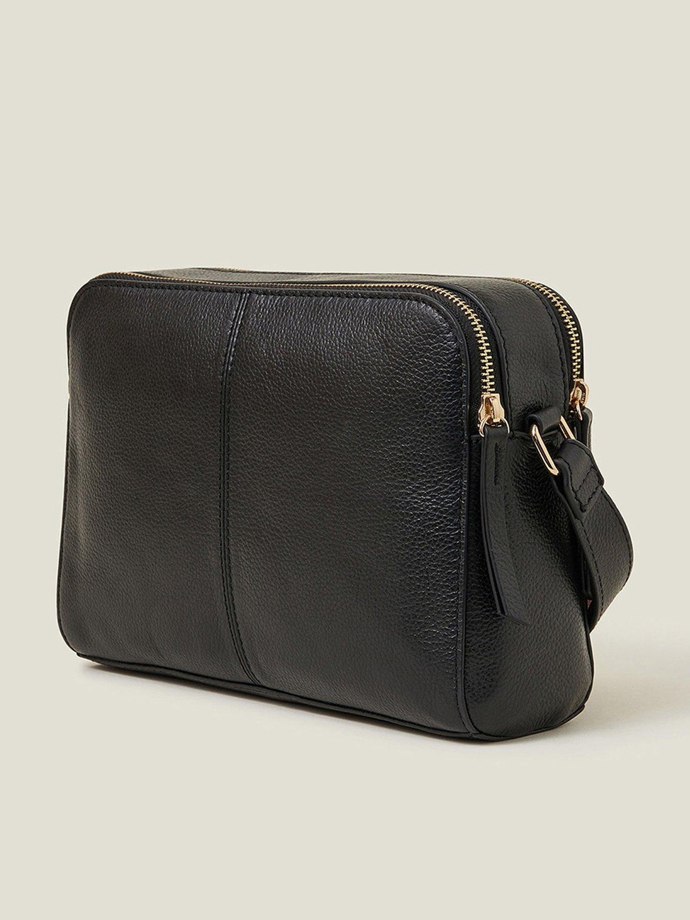  image of accessorize-leather-double-zip-cross-body-black