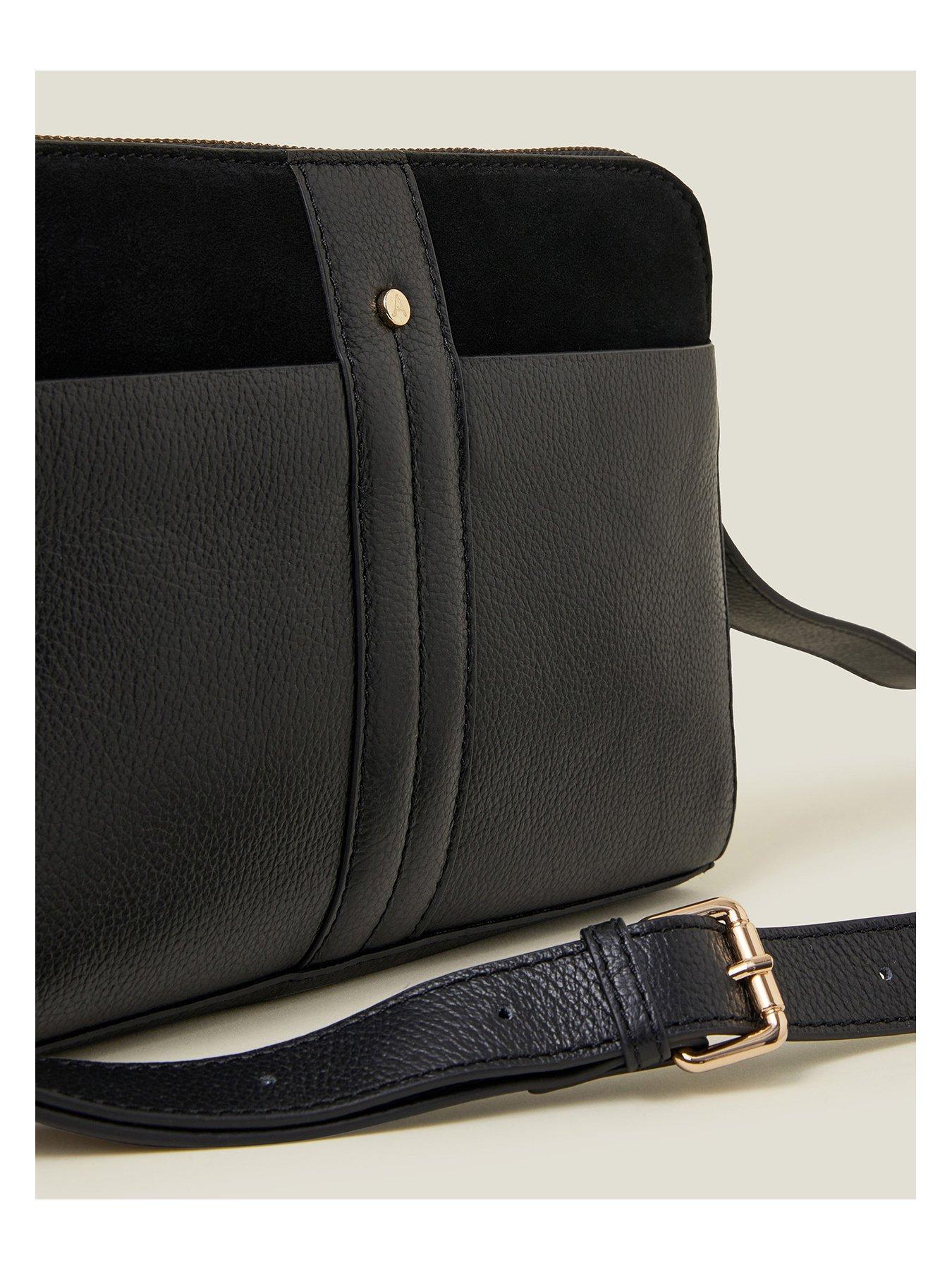  image of accessorize-leather-double-zip-cross-body-black