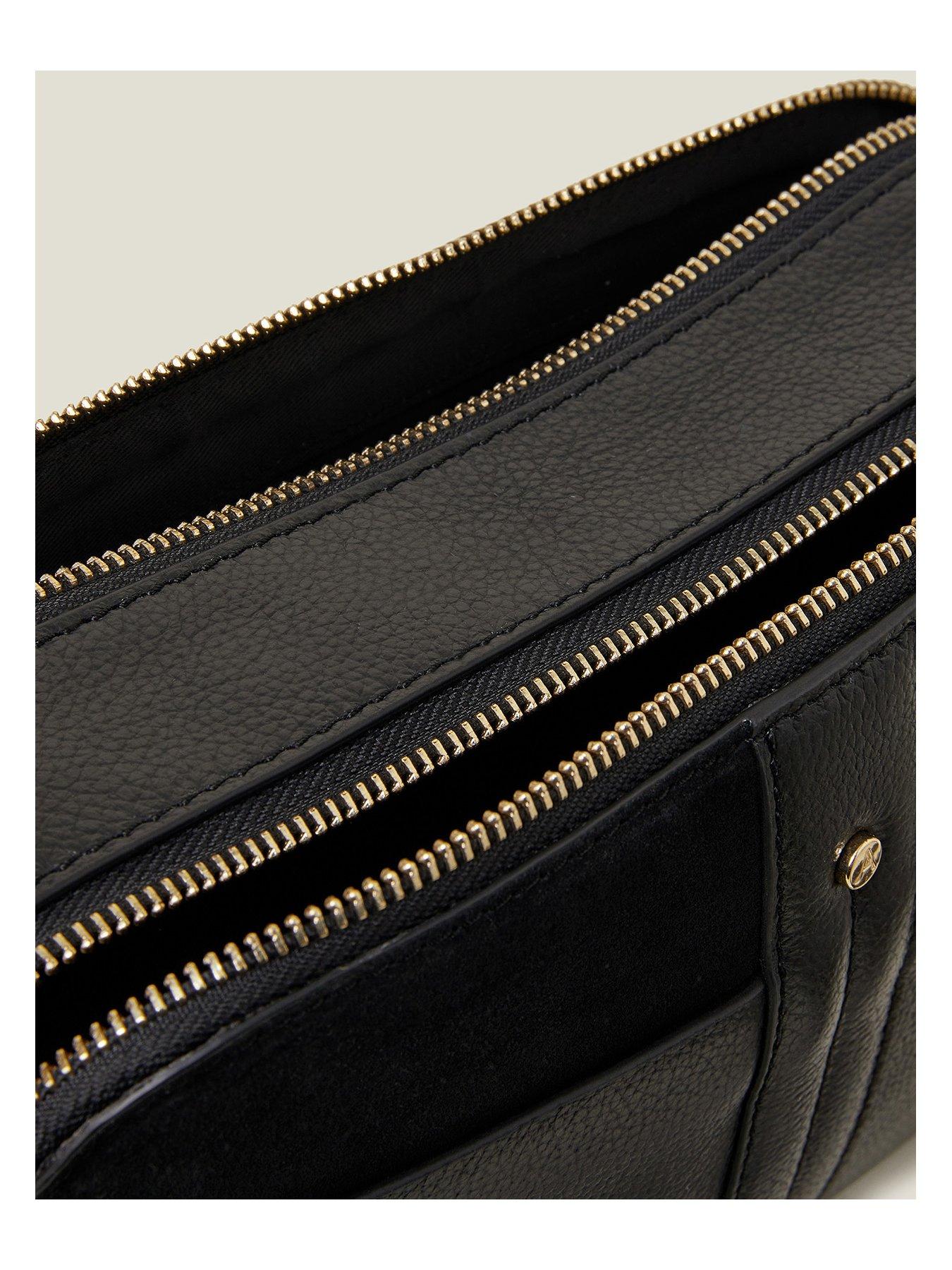  image of accessorize-leather-double-zip-cross-body-black