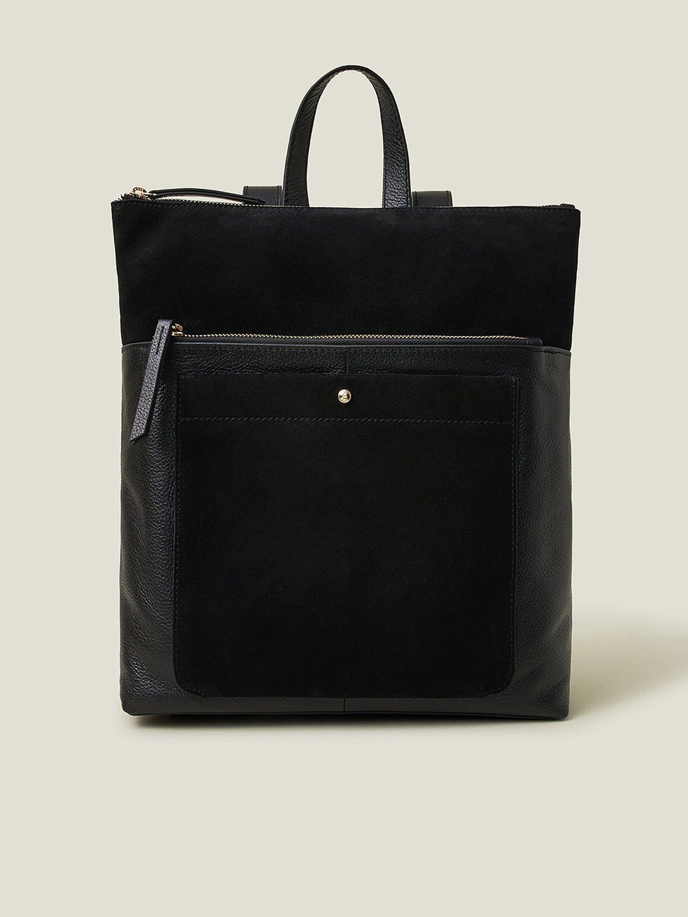  image of accessorize-leather-backpack-black