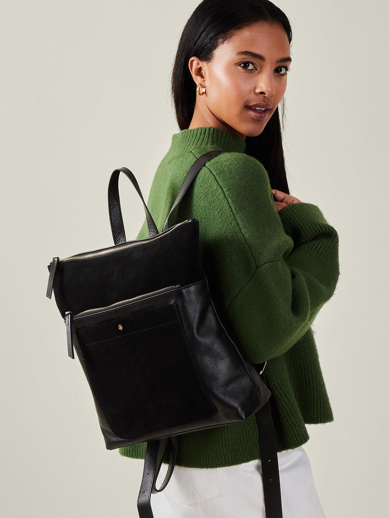 Image 2 of 5 of Accessorize Leather Backpack - Black