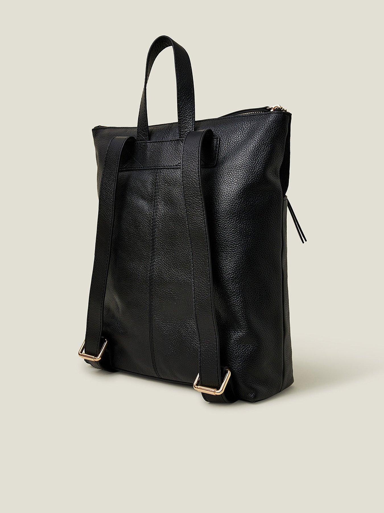  image of accessorize-leather-backpack-black