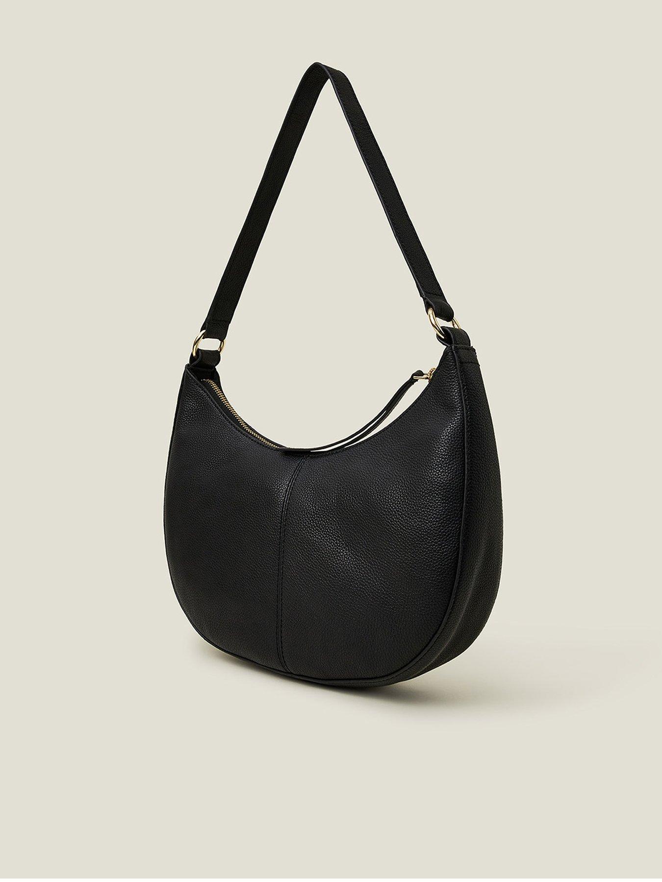  image of accessorize-leather-scoop-shoulder-bag-black