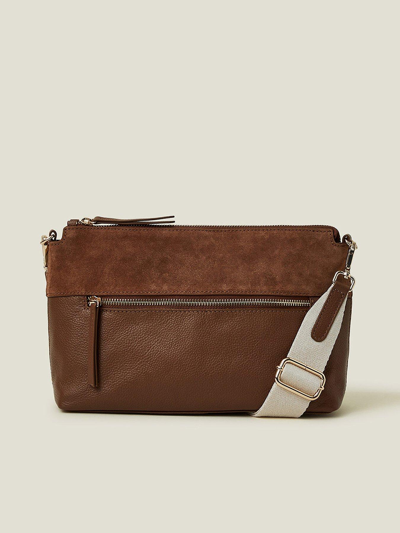 undefined Leather Webbing Cross Body - Tan