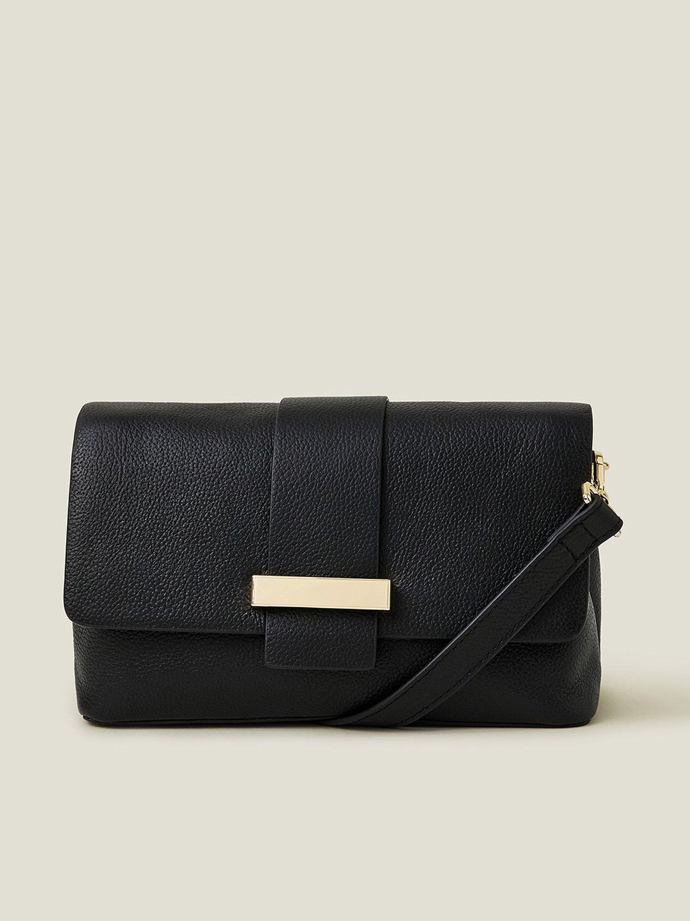  image of accessorize-leather-metal-bar-cross-body-black