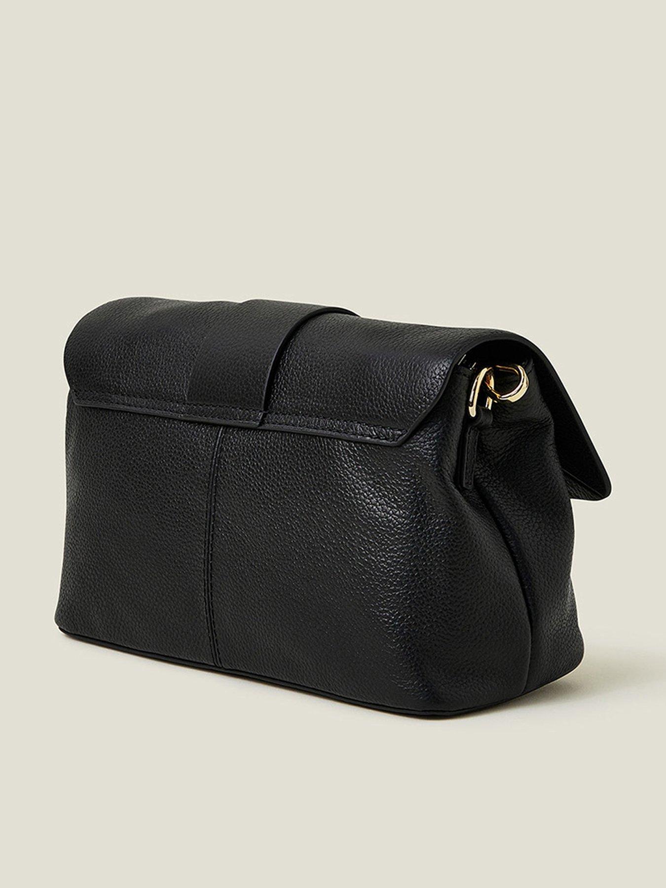  image of accessorize-leather-metal-bar-cross-body-black