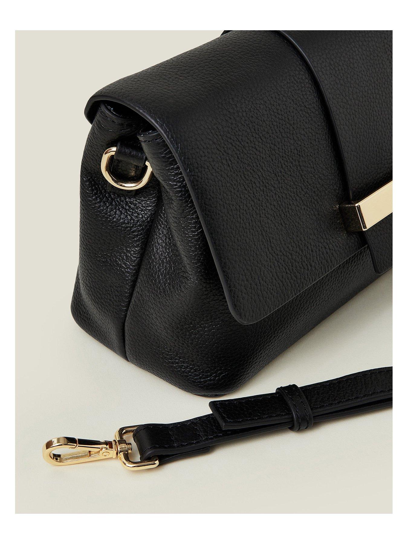  image of accessorize-leather-metal-bar-cross-body-black