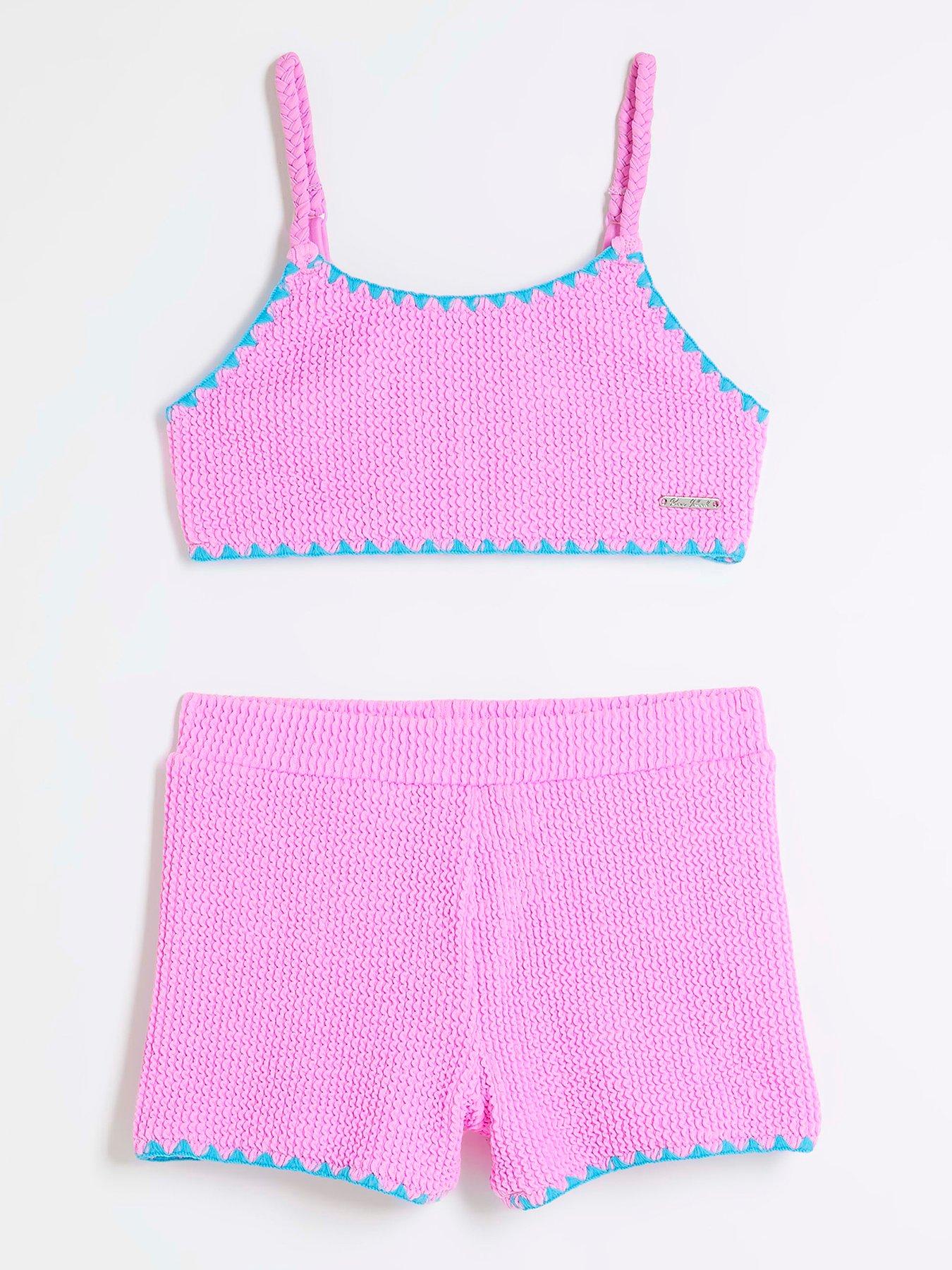 River Island Girls Textured Bikini Set - Purple