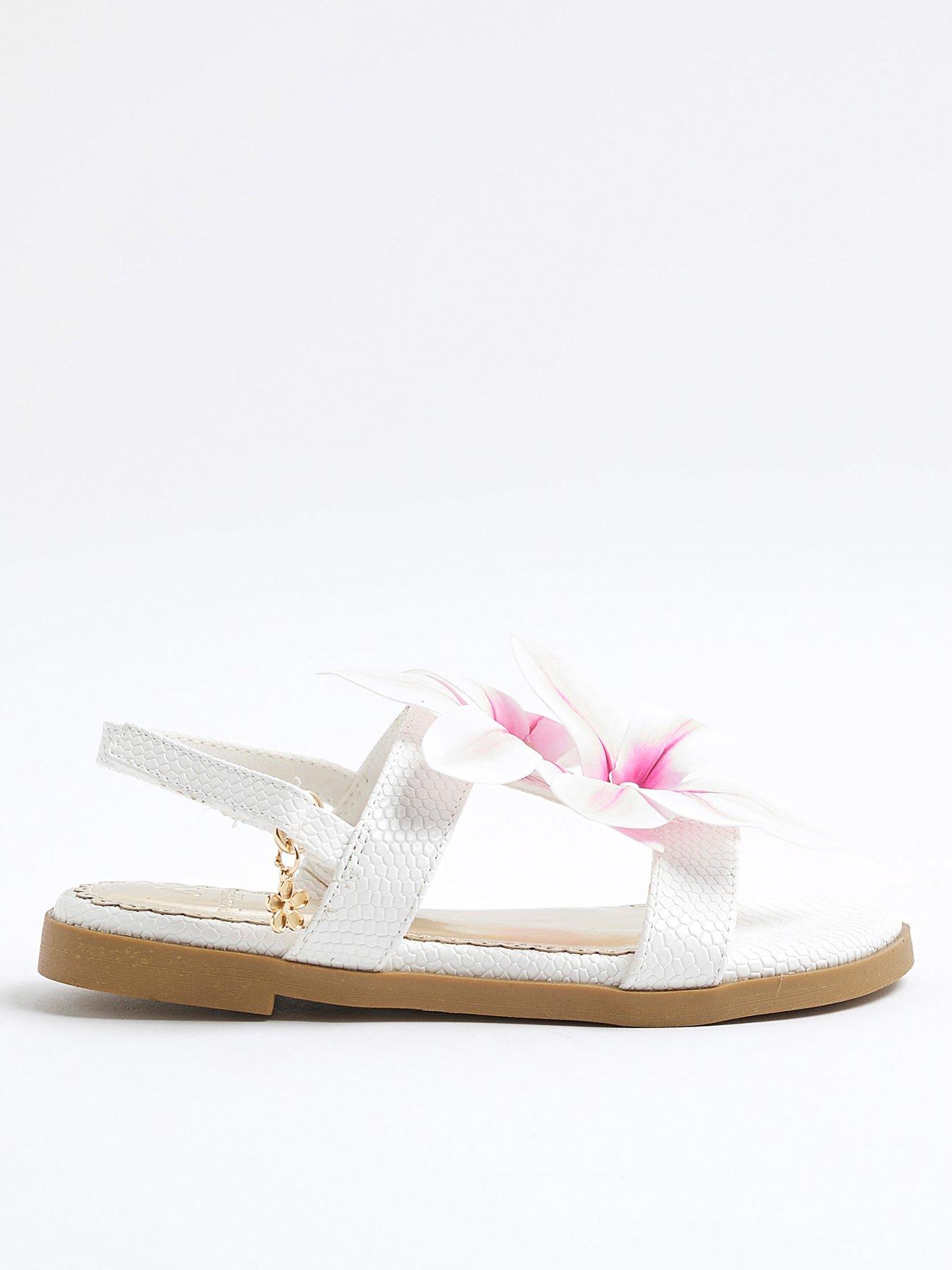 undefined Girls Orchid Flower Sandals - White