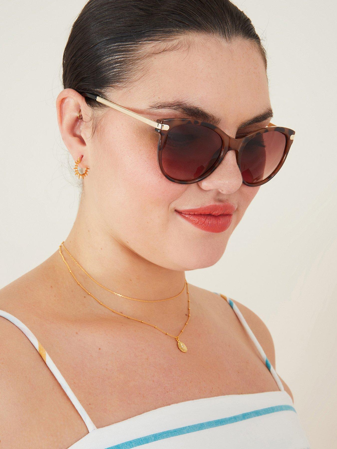  image of accessorize-classic-metal-arm-sunglasses-tortoise-shell