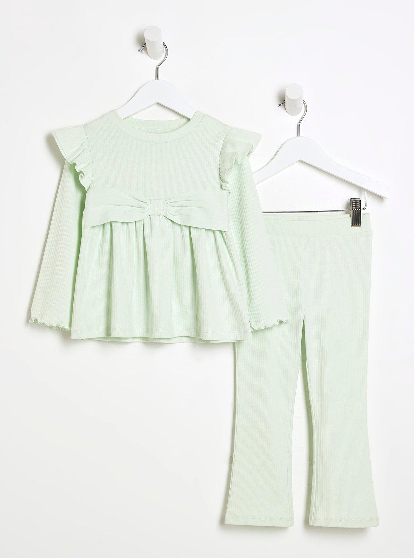 river-island-mini-mini-girls-bow-peplum-kickflare-set-light-green