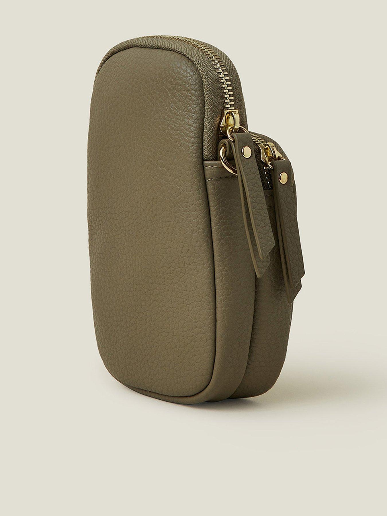  image of accessorize-webbing-strap-phone-bag-green