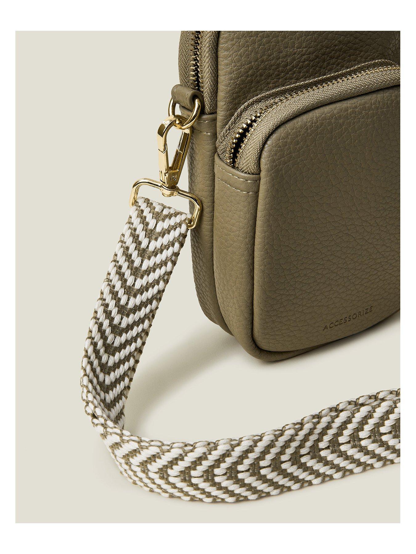 Image 3 of 4 of Accessorize Webbing Strap Phone Bag - Khaki