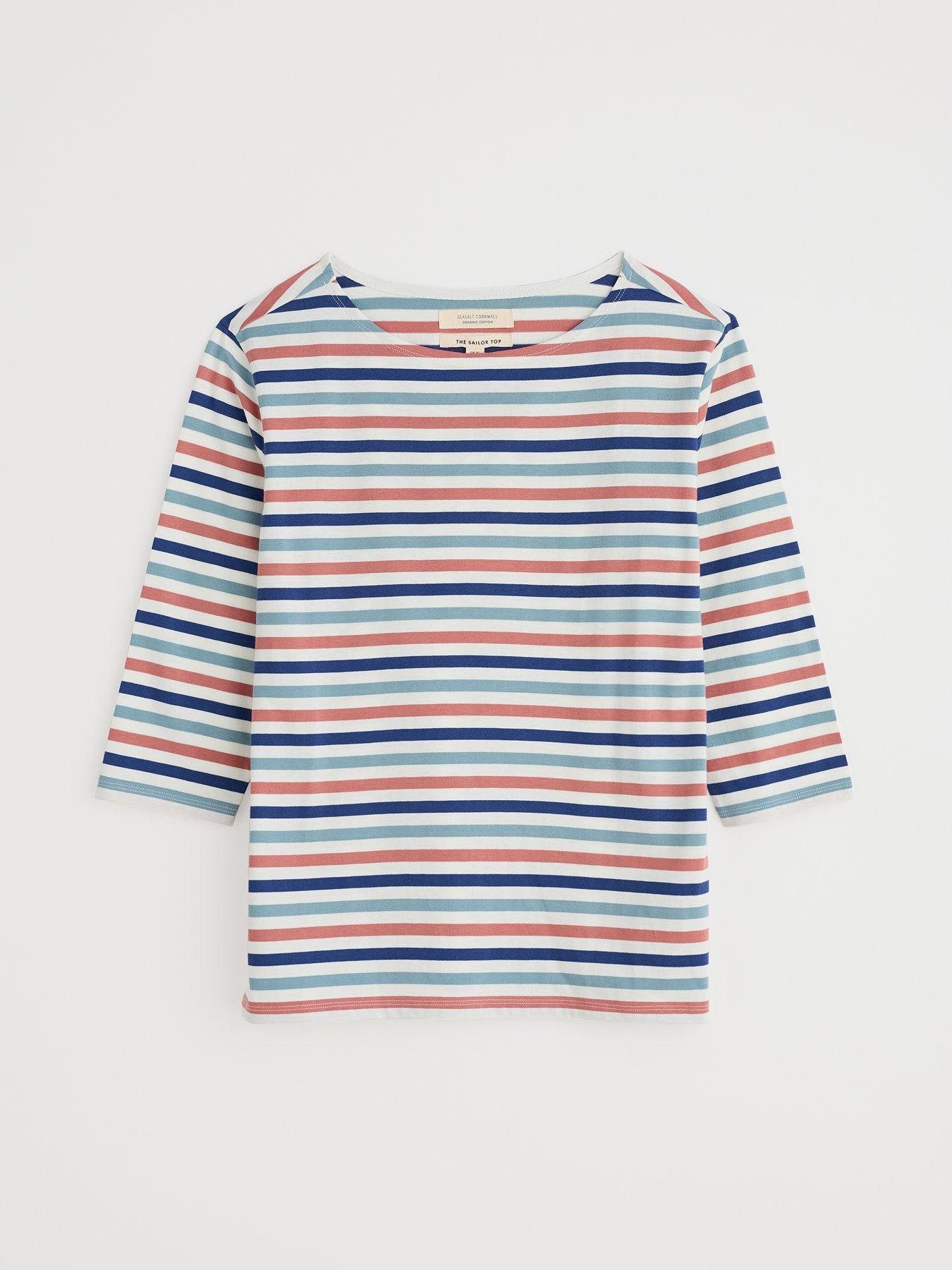  image of seasalt-cornwall-striped-boat-neck-top-multi